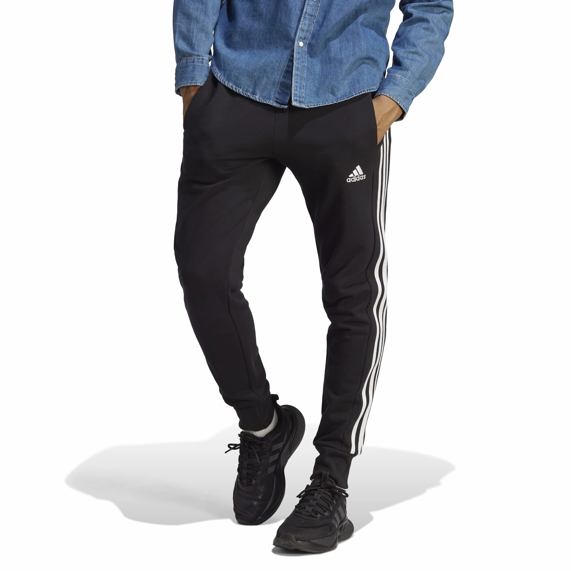 adidas Essentials French Terry Tapered Cuff 3-Stripes Pants - Pants Hombre
