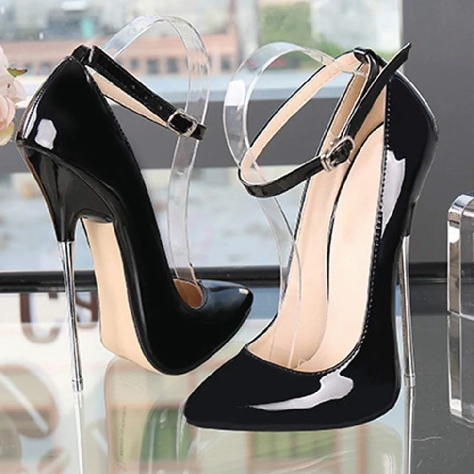 Mujer Puntiagudos Tacones Altos - Zapatos de Tacón Bombas Moda con Tacon Alto Tobillo Correa 16CM Puntiagudos Sexy Zapatos de Vestir