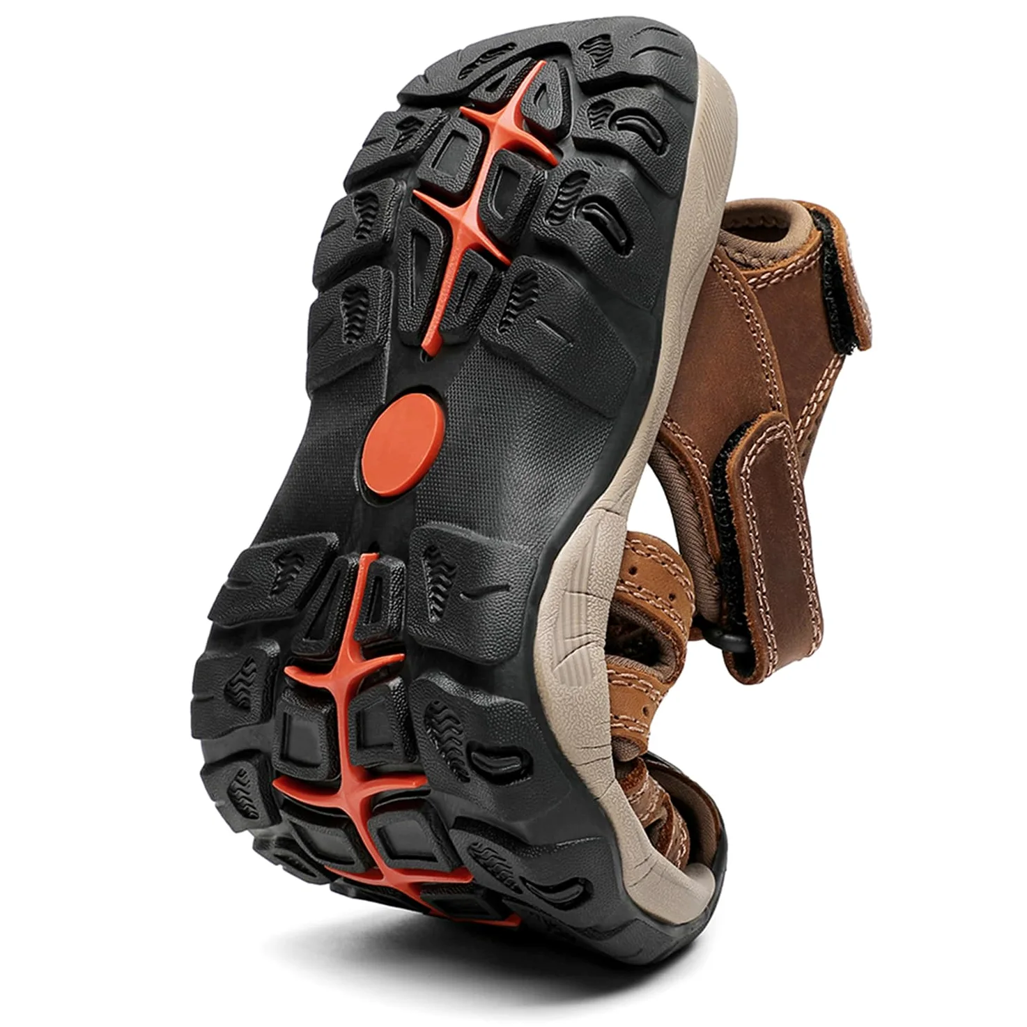 FLARUT Sandalias Deportivas Hombres Verano Exterior Senderismo Zapatos Trekking Casual Zapatos de Montaña Cuero Sandalias de Playa | Cuero auténtico,Puntera cerrada,Suela de goma antideslizante,Entresuela ligera y amortiguadora de EVa,Cierre de ajustable