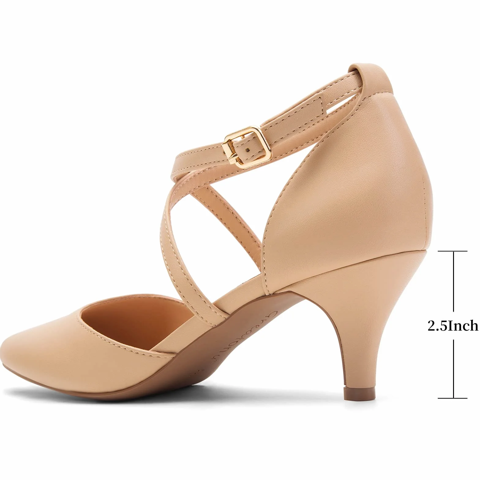 Greatonu Mujer Zapatos de Tacón Kitten Heel Tiras Cruzadas Puntiagudo