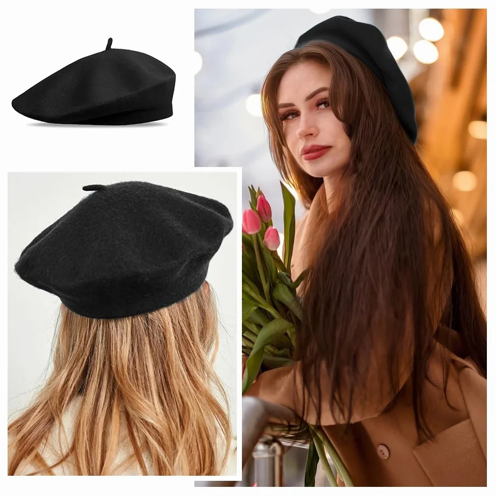 Boina Francesa Mujer Hombre,Boina Parisina de Verano,French Beret Hat,Boinas de Pintor Disfraz,Chapela Vasca Elegante,Sombrero Pintor Vintage,Boinas Artista de Invierno,Sombrero Mimo Disfraz