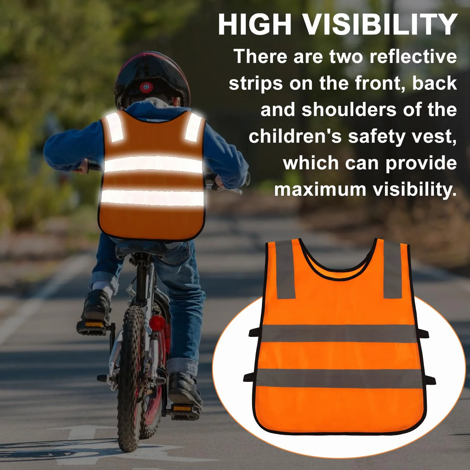 10 Piezas Chaleco Reflectante Niño, Chaleco Reflectante para Niños, Chaleco de Seguridad para Niños 3-12 Años, Chaqueta de Alta Visibilidad para Noche Ejecutar Ciclismo Camino al Colegio (Naranja)