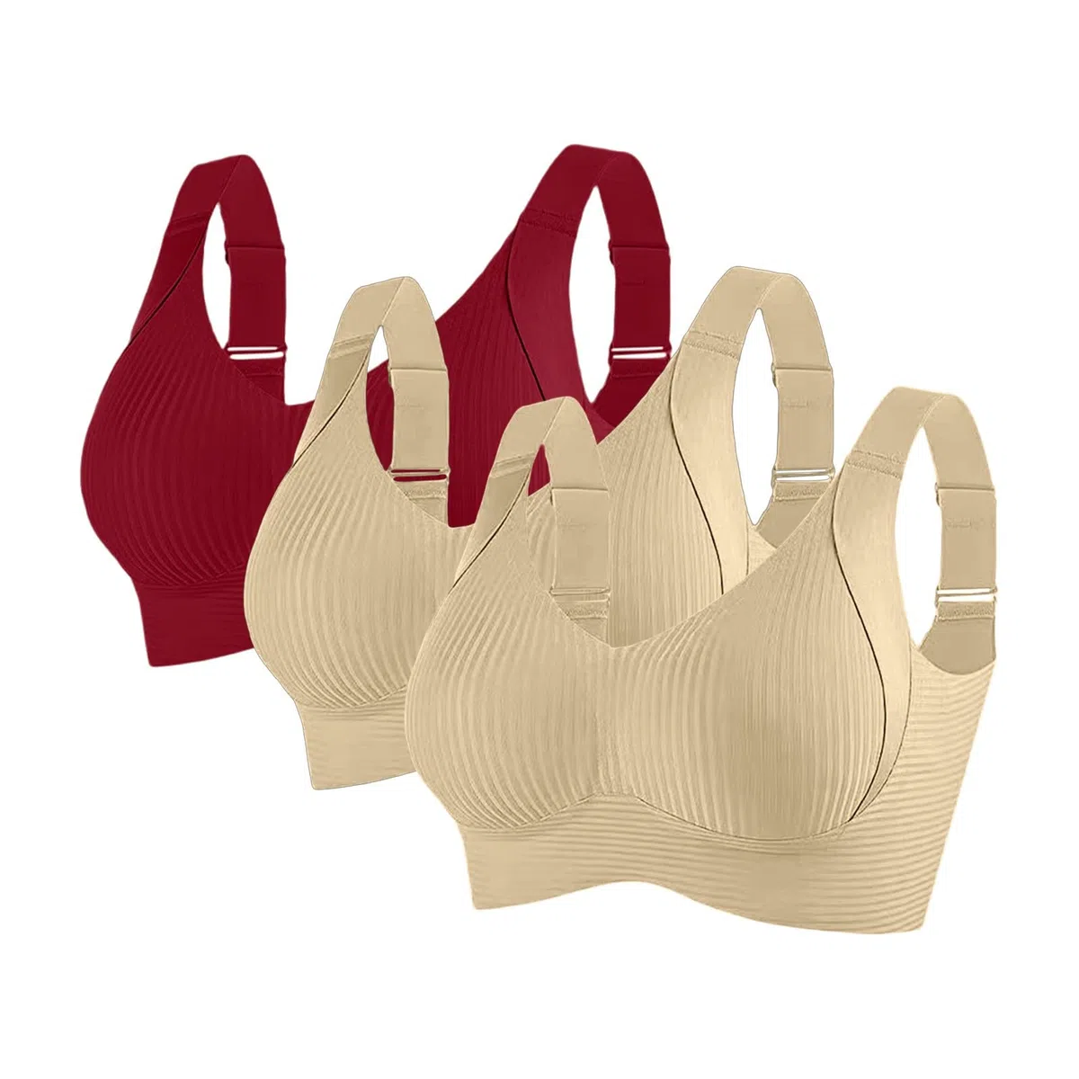 Sujetadores Confort para Mujer UK Deportes Push Up Sin Costuras Paquete de 3 Inalámbrico Acanalado Pechos Grandes Caídos Tops para Mujer Mayor Soporte Deportivo Levantamiento Comodidad Ajustable Alto