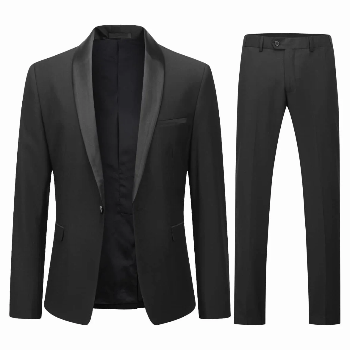 YOUTHUP Traje de Hombre Ajustado de 2 Piezas con Solapa de Chal de 1 botón para Boda, Cena, Esmoquin