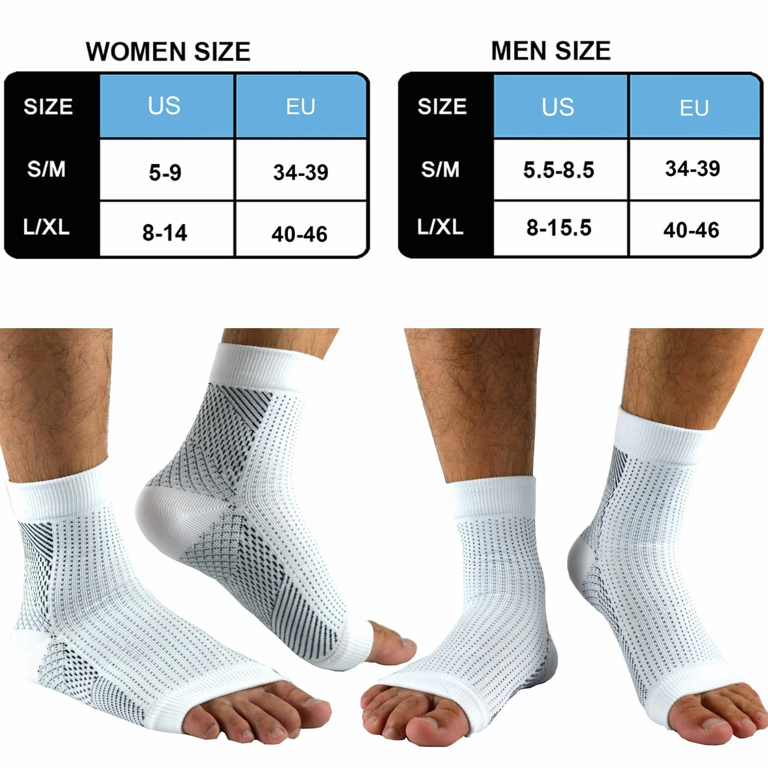 Tieberg Calcetines ortopédicos de compresión para fascitis plantar neuropatía alivio del dolor hombres mujeres