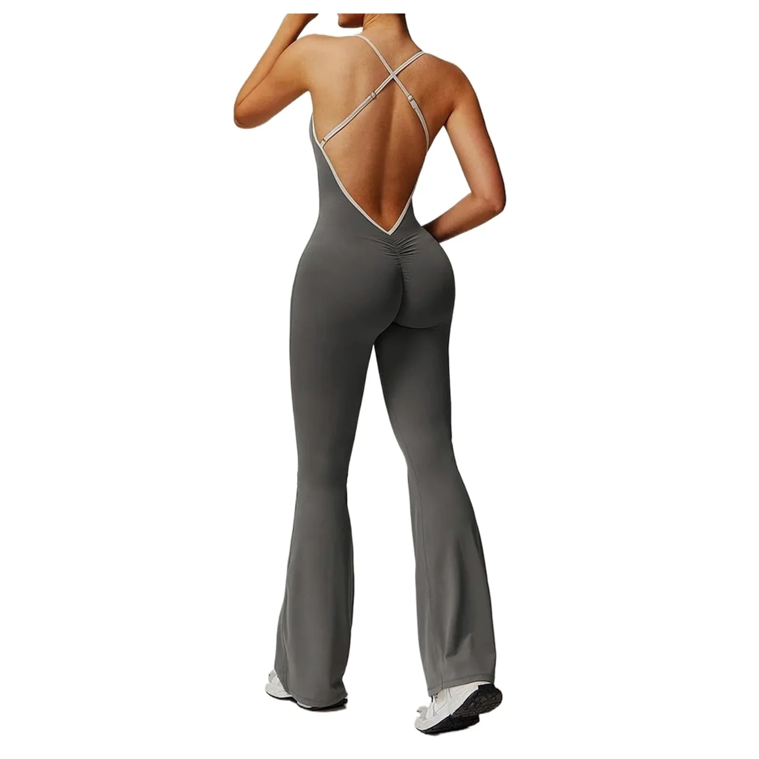 Mono de yoga sin espalda Mono Deportivo Sexy Con Espalda En V For Mujer, Conjunto De Gimnasio, Traje Entrenamiento Yoga, Ropa Deportiva Para Entrenamiento