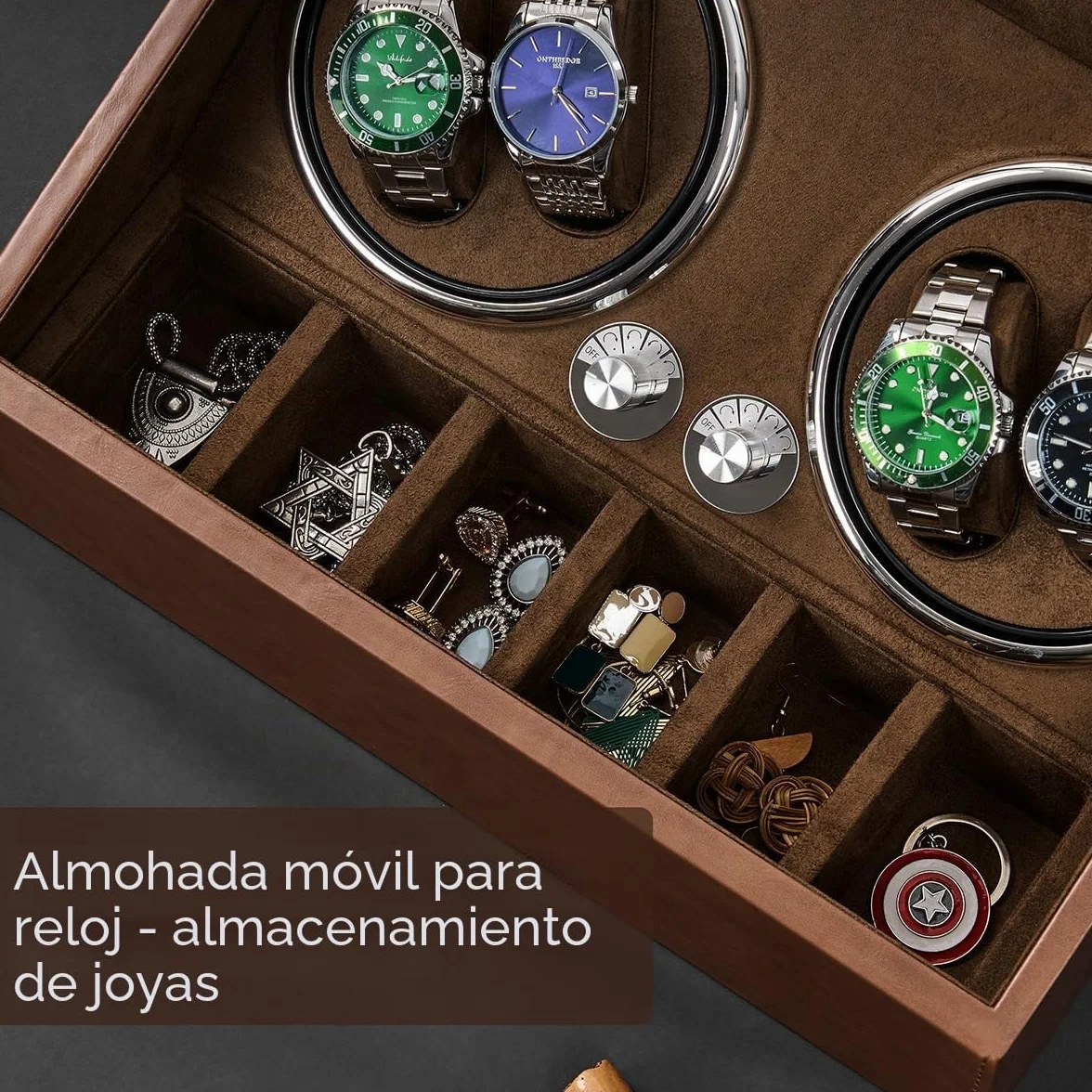 ANWBROAD Enrollador para Relojes Automáticos Caja Giratoria Automática con 10 Compartimentos Silencioso JWW002Z