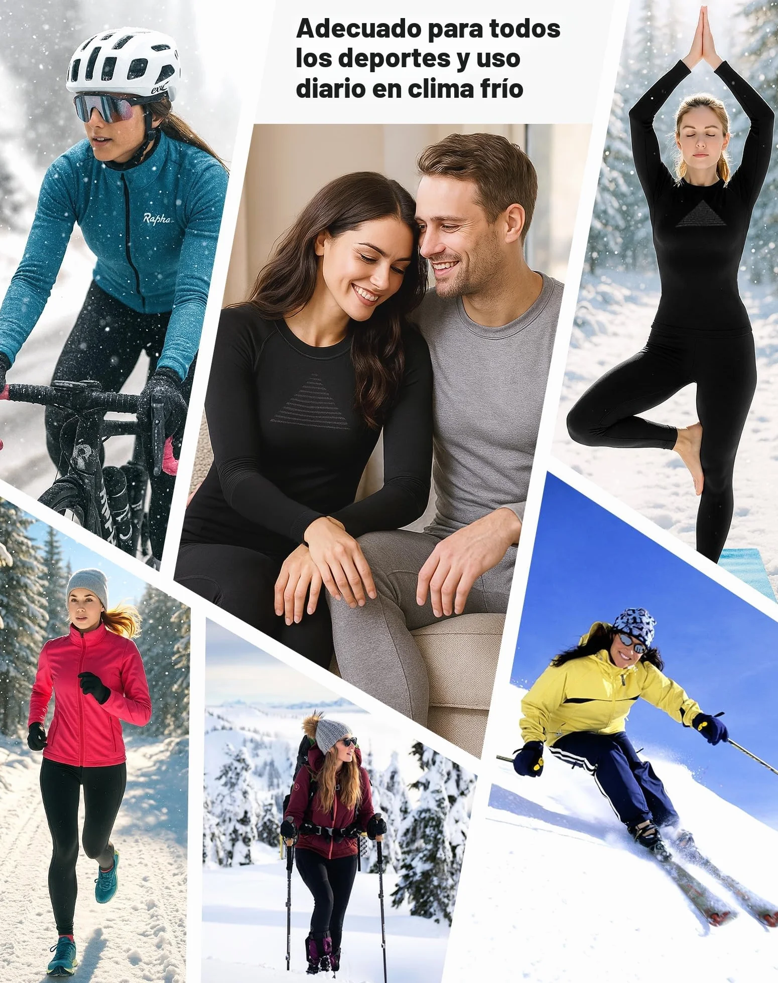 EIISSION Ropa Termica Mujer Set Invierno Conjunto Ropa Interior Térmica Camiseta Manga Larga Pantalón Termico para el Frio Extremo Mallas Termicas