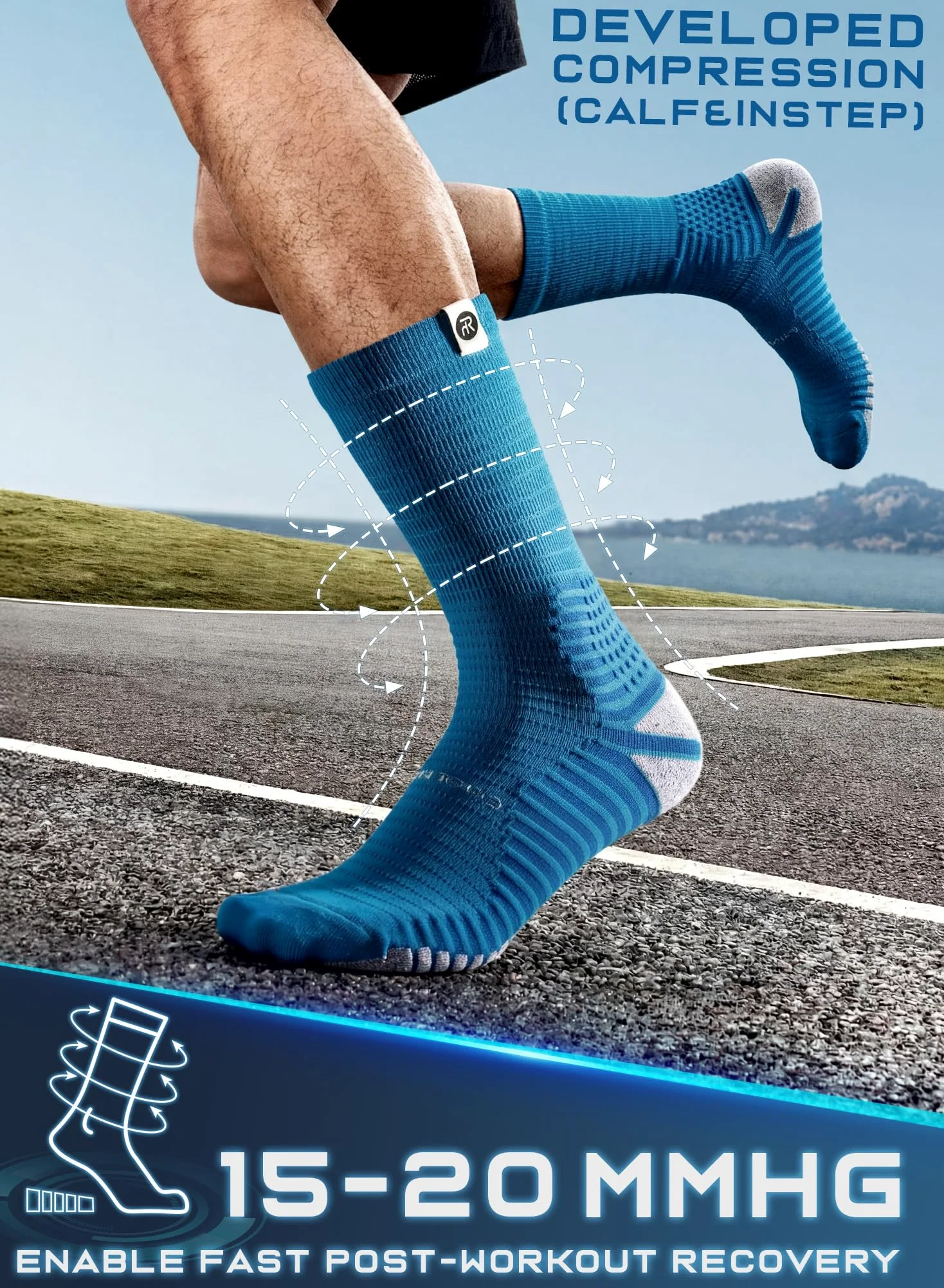 Rahhint Coolmax - Calcetines de compresión antiampollas de secado rápido para correr, con cojín antideslizante, 3 pares para maratón, senderismo