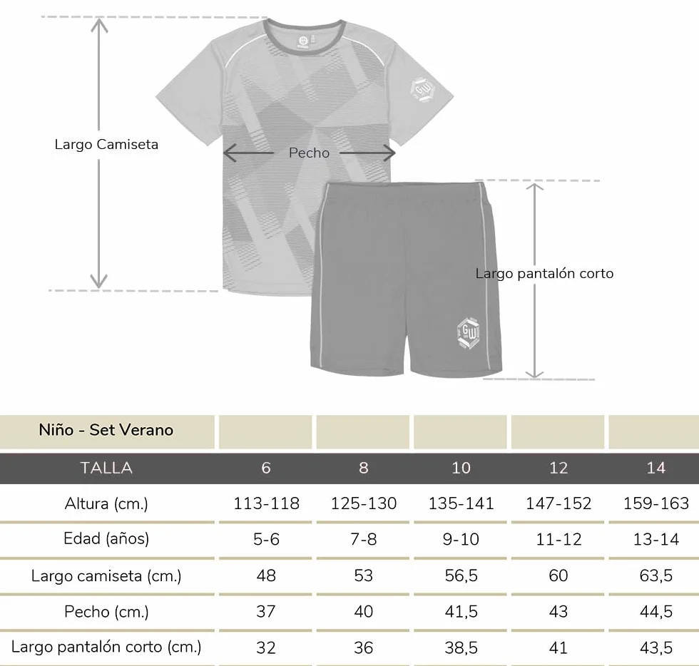 Conjunto Deportivo Niño de 3 piezas, Chándal, 2 Camiseta Manga Corta y 1 Pantalón Corto - De 6 hasta 14 años