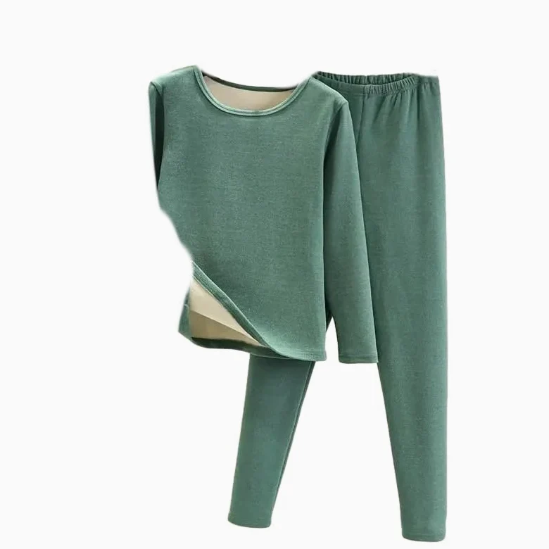 OFFSUM Ropa Interior Térmica Mujer - Traje De Lencería De Invierno para Mujer, Tops Ajustados De Manga Larga, Ropa Interior Gruesa Y Cálida De 2 Piezas, Ropa De Descanso De Talla Grande