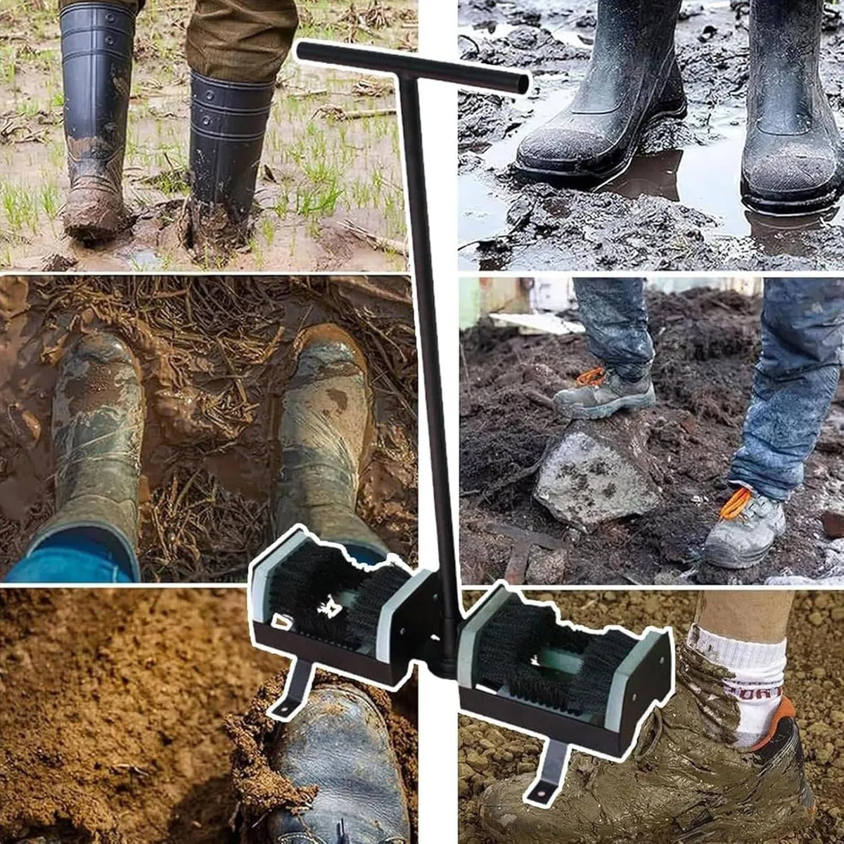 Cepillo rascador de zapatos con asa, eficaz removedor de barro para puerta delantera, jardín y uso al aire libre