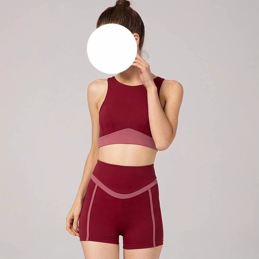 Trajes Deportivos para el Entrenamiento del Gimnasio para Mujeres Sets Sportswear Sport Sport Sport Sports Fitness Suits -Dry Bras Shorts (Color: Rojo, Tamaño: Código S)
