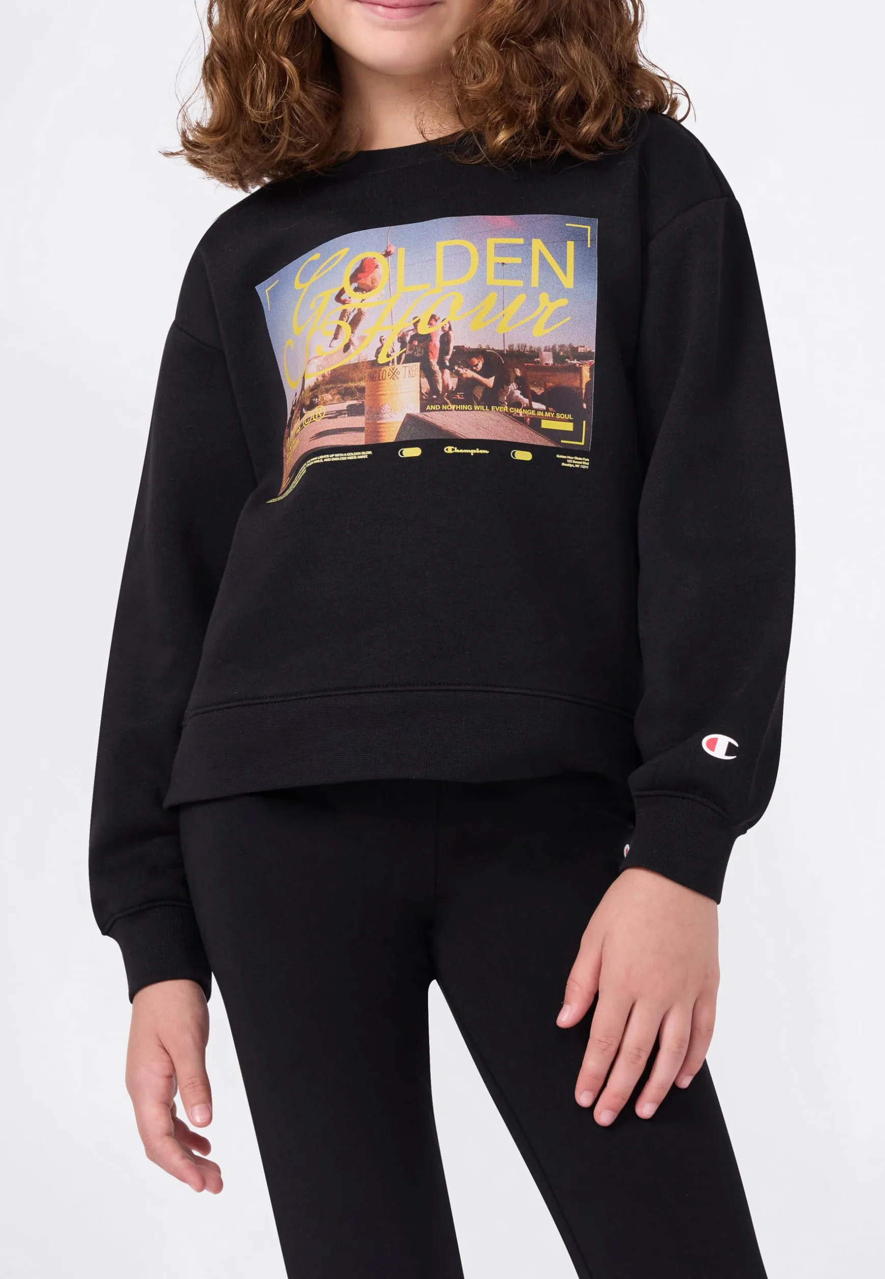 Champion Sudadera Legacy para niña, Negro, XXL