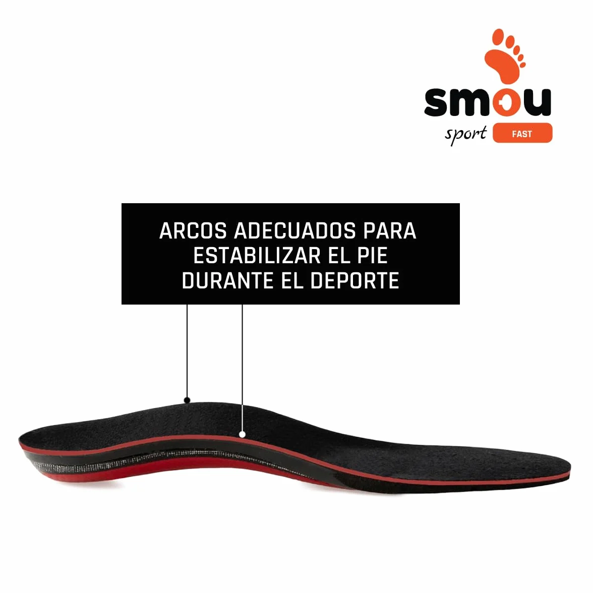 SMOU SPORT FAST Plantillas Memory foam para deporte Mujer y Hombre | Padel-Tennis | Impulso-equilibrio | Soporte del arco | Memory foam Gran Amortiguación | Para Zapatillas Deportivas (41-42 EU)