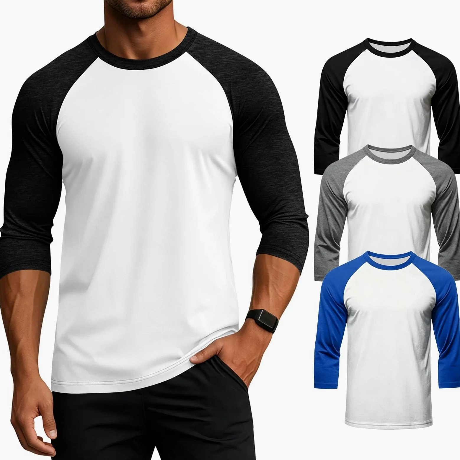 Pack de 3 camisetas raglán de manga tres cuartos para hombre Urban Classics Sport