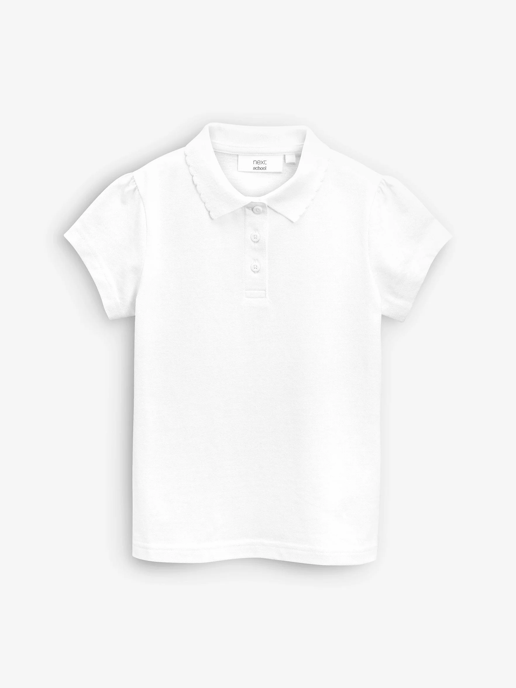NEXT Niñas Pack de 2 Polos de Manga Corta de Corte estándar 100% algodón Blanco 6 Años