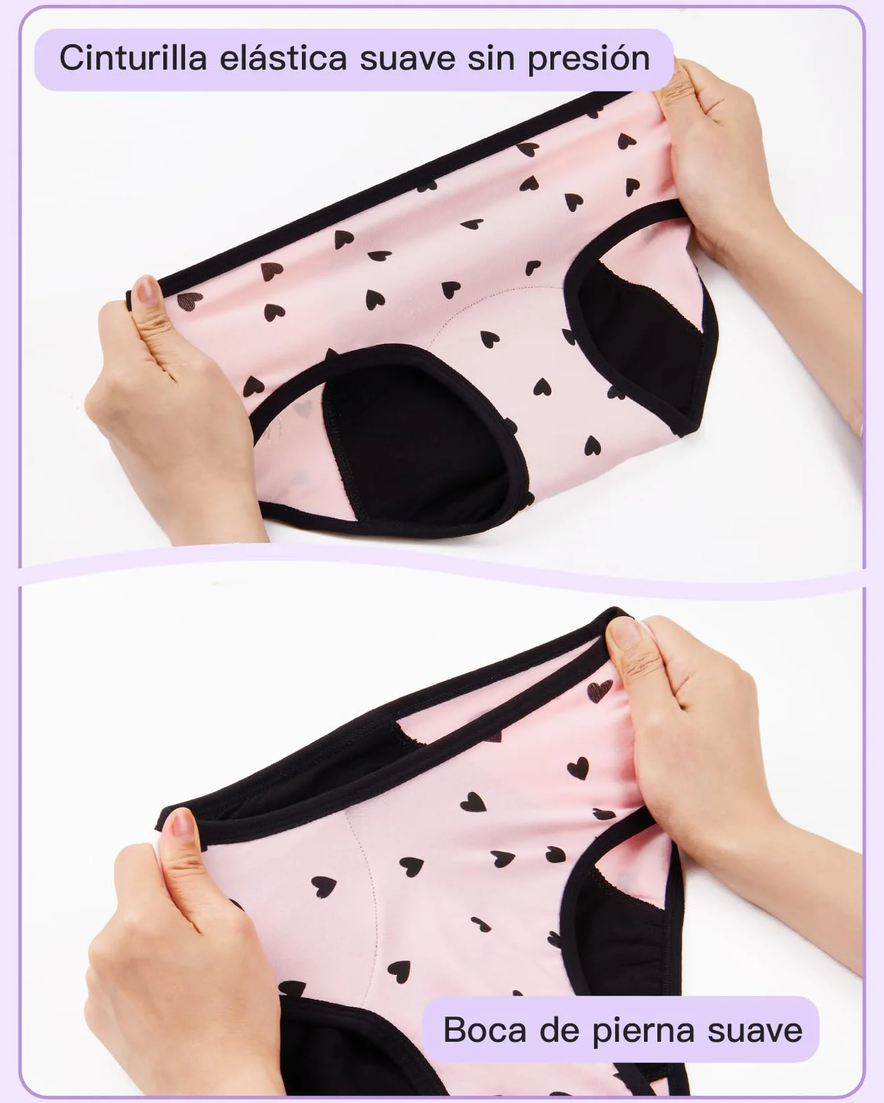 Bragas Menstruales Niña 10-16 Años Flujo Abundante Braga Menstrual Algodon Ropa Interior Reutilizables Braguitas 5 Pack