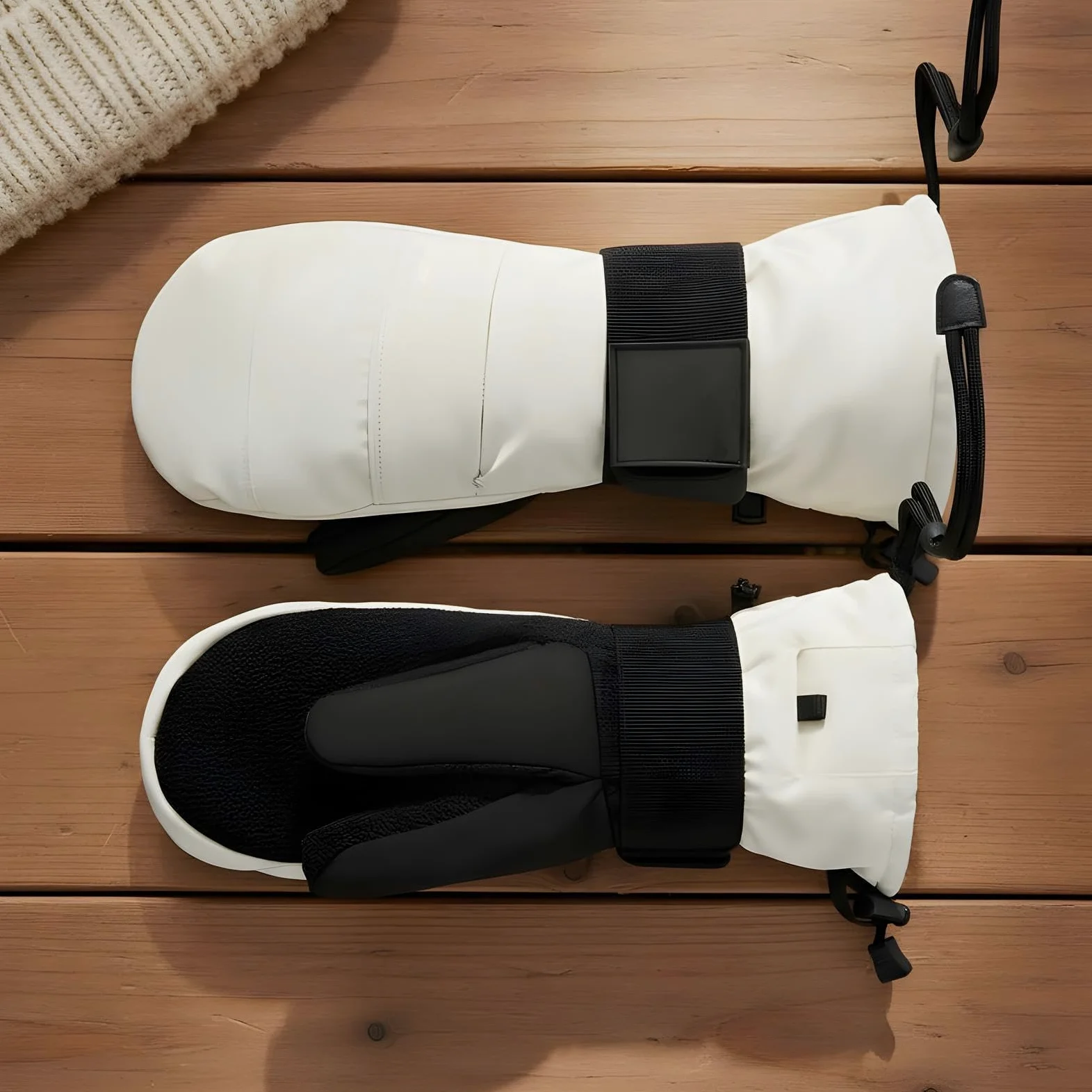 Guantes de conducción de invierno, compatibles con pantalla táctil, diseño aislado con forro polar, protección de muñeca, palma antideslizante con correa ajustable, clima frío, ciclismo, esquí