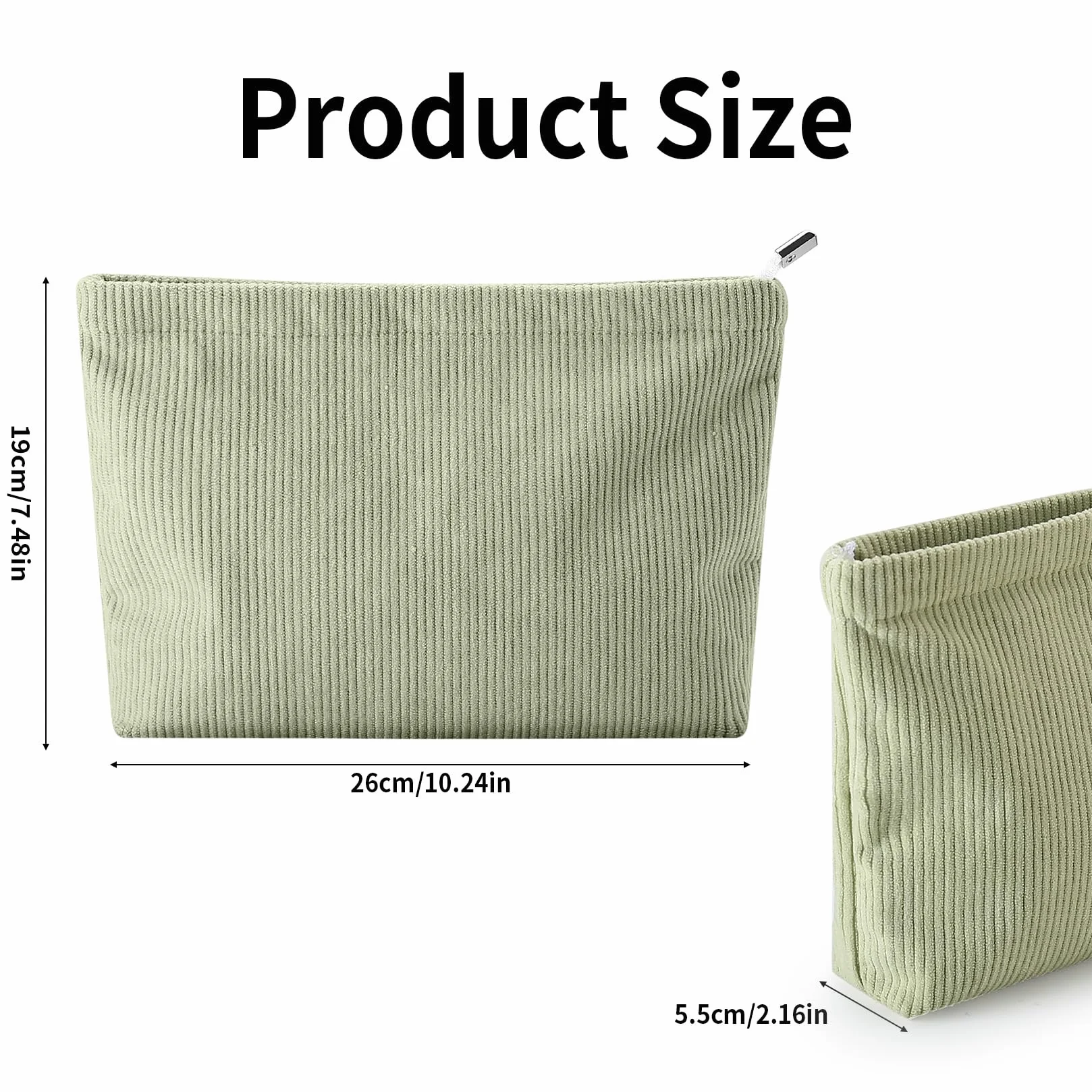4 bolsas de cosméticos para mujer, pequeñas bolsas de maquillaje de viaje para bolso de mano, con cremallera, de pana, esencial, 10.24 x 7.48 x