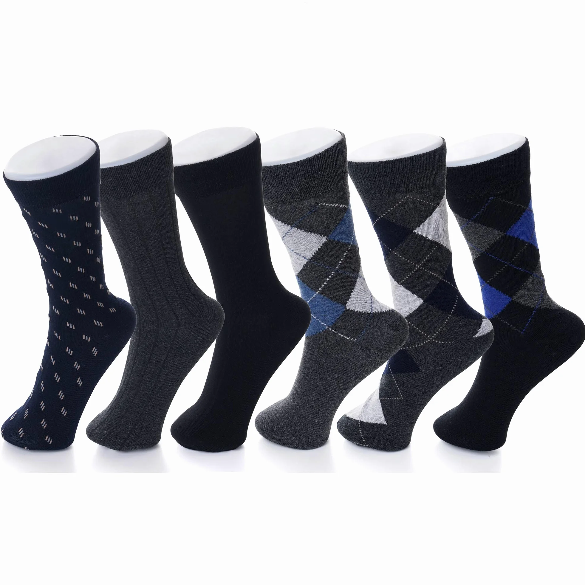 alpine swiss Calcetines de vestir de algodón para hombre, paquete de 6, tamaño de zapato de Argyle acanalado sólido