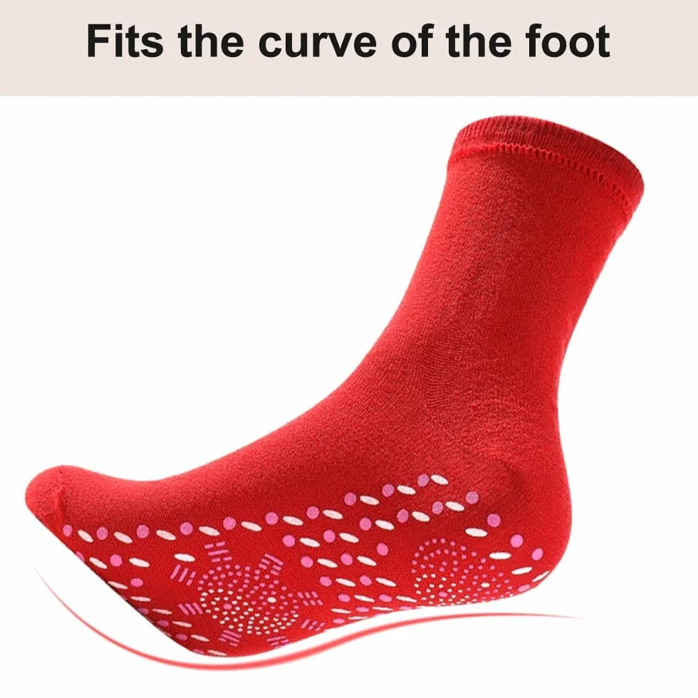 Calcetines calefactables, 3 pares de calcetines magnéticos, calcetines térmicos antideslizantes de invierno, calcetines de turmalina autocalentables para hombres y mujeres, montañismo, esquí,