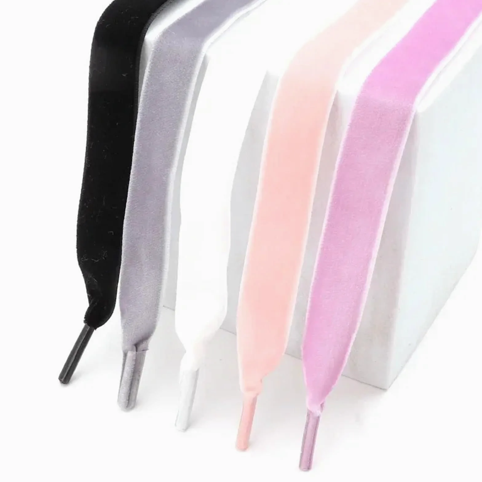 5 pares de cordones planos hilo nieve, cinta seda satinada, for zapatillas deportivas mujer Para Zapatos Casuales