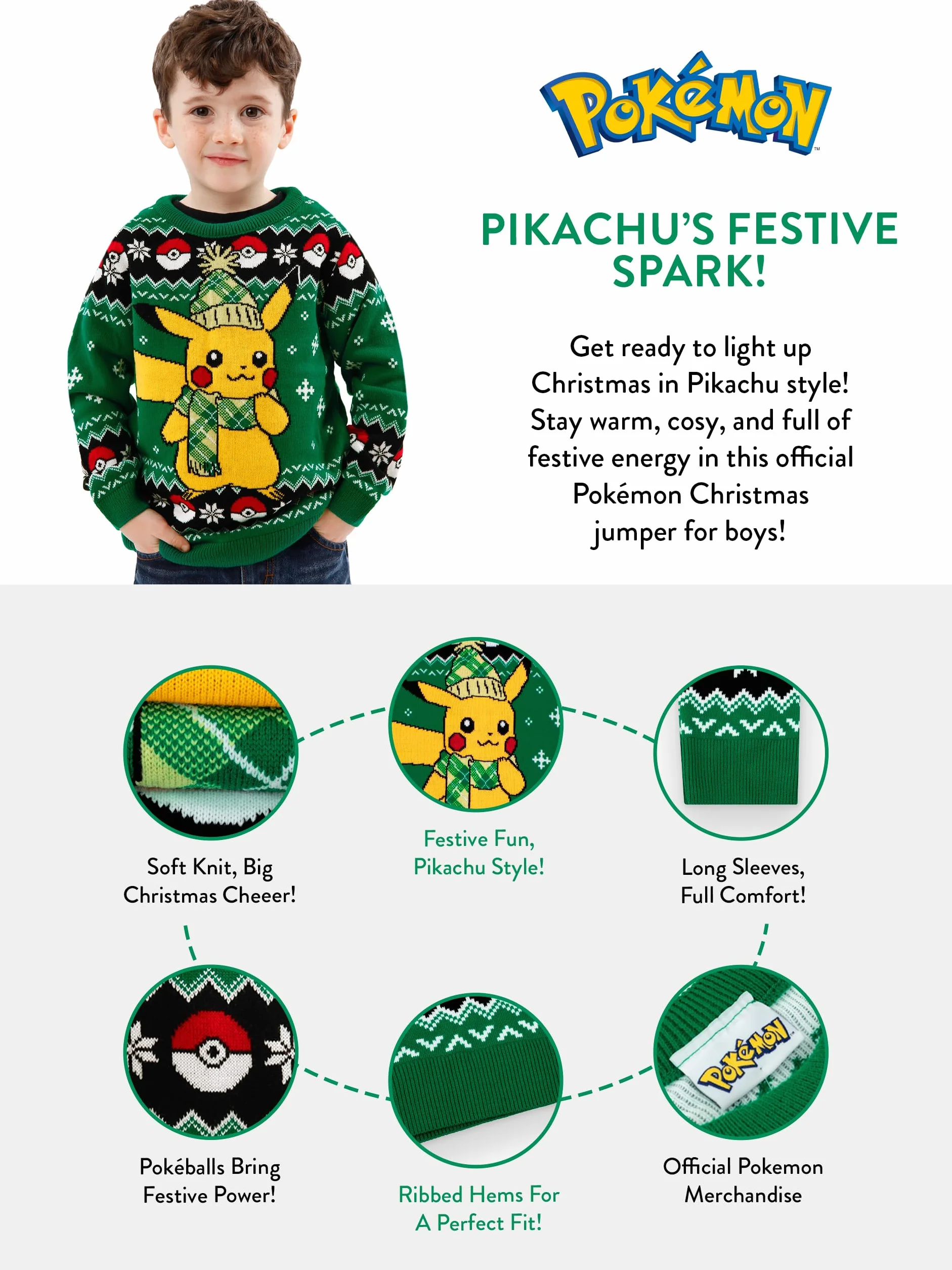Camiseta Pokémon Navidad Pikachu para niños