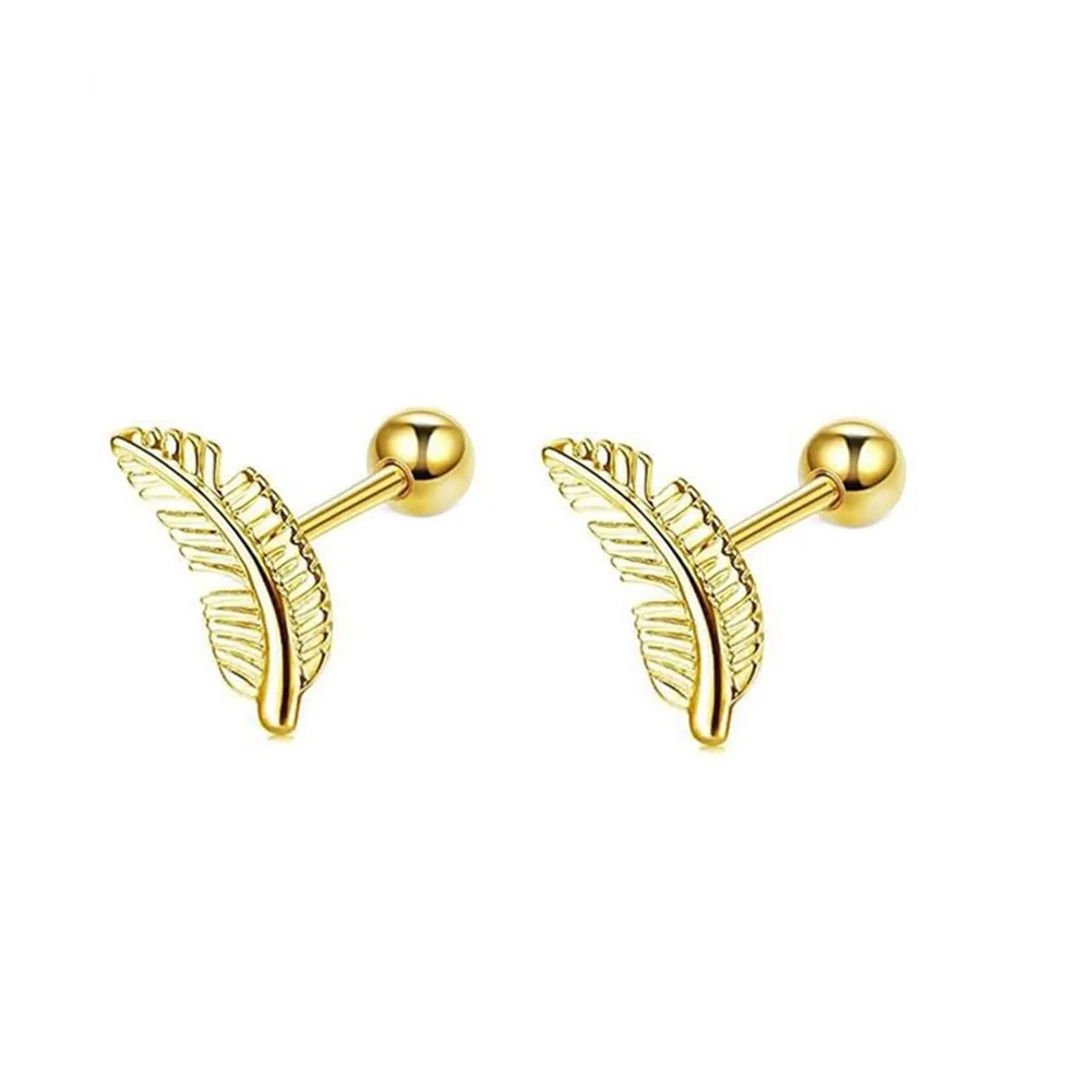 Pendientes de oro 585 para mujer, pendientes de hoja de oro amarillo de 14 quilates, pendientes boho