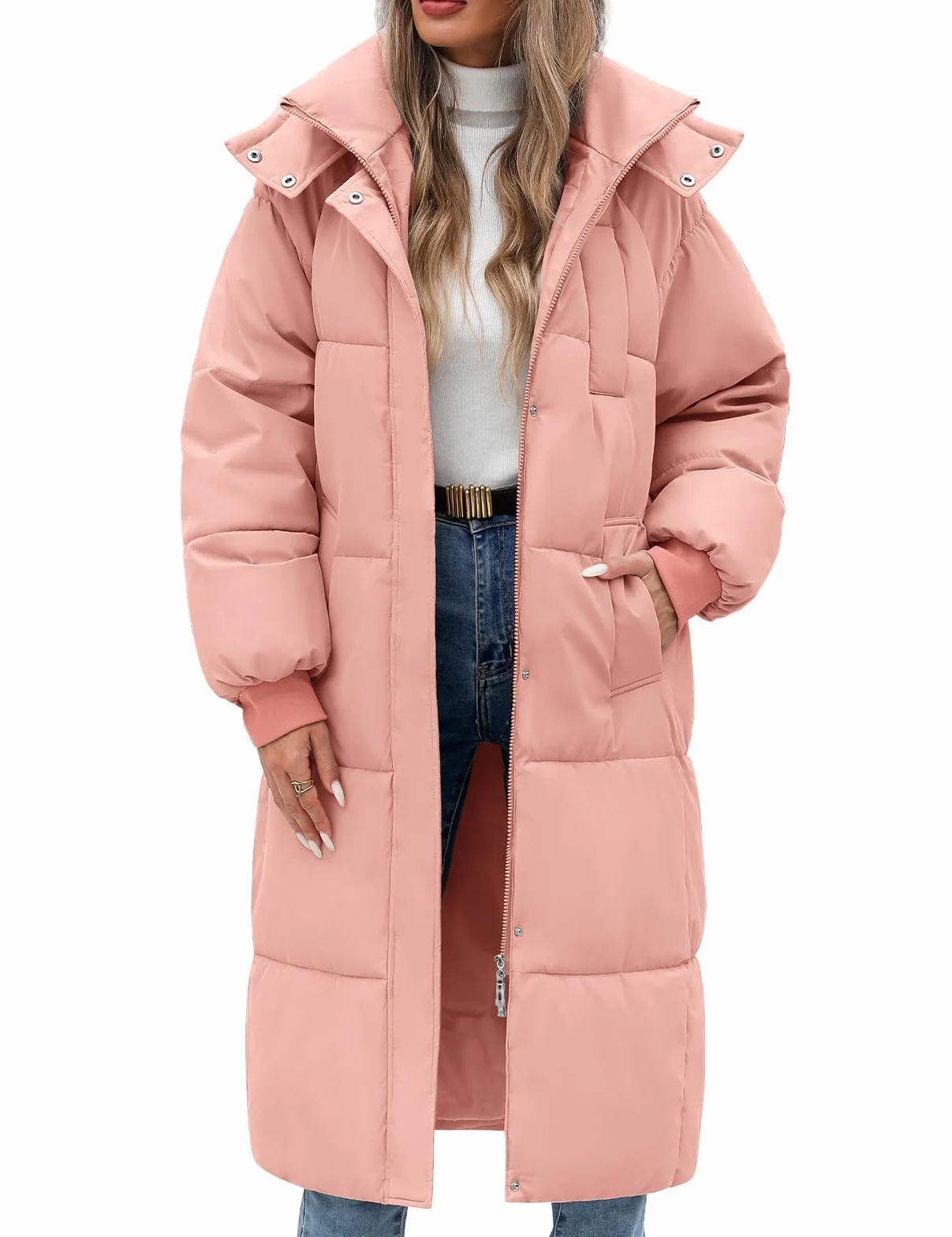 Vancavoo Abrigo Largo de Acolchado para Mujer Chaqueta de Invierno Cálido