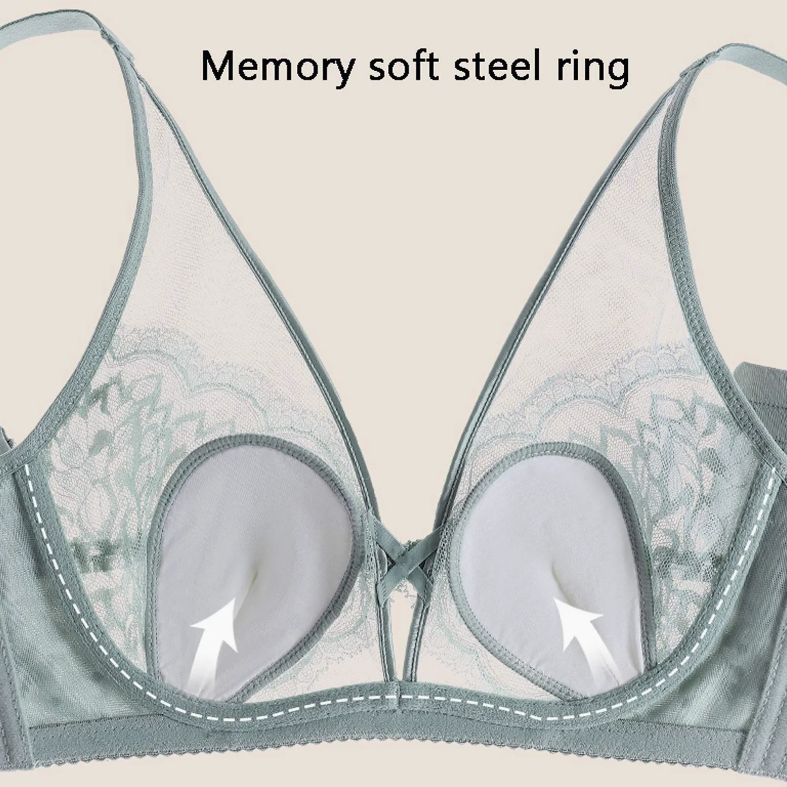 WENJUN - Conjunto de 2 piezas para mujer, sujetador sexy de encaje floral push up con aros y bragas transparentes transparentes (color blanco, tamaño: 80 A)