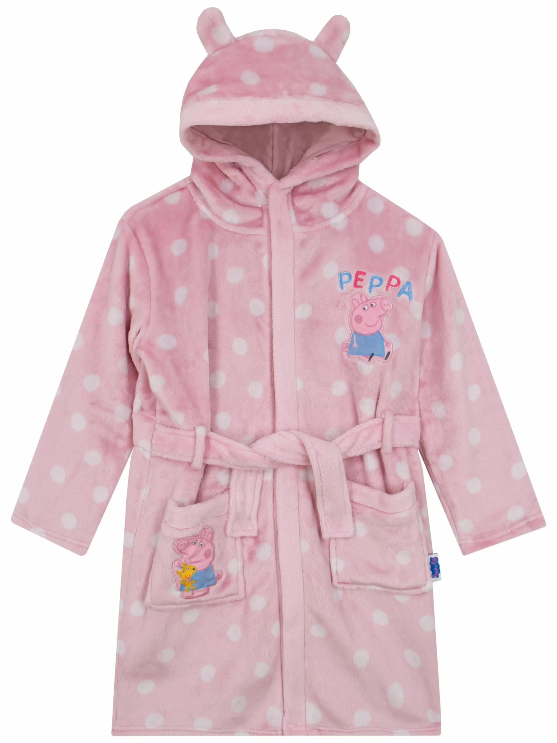 Peppa Pig Bata Polar Esponjoso Albornoz Baño Niña | Albornoz De Niña Con Capucha Y Orejas 3D | Rosa | 18-24 Meses