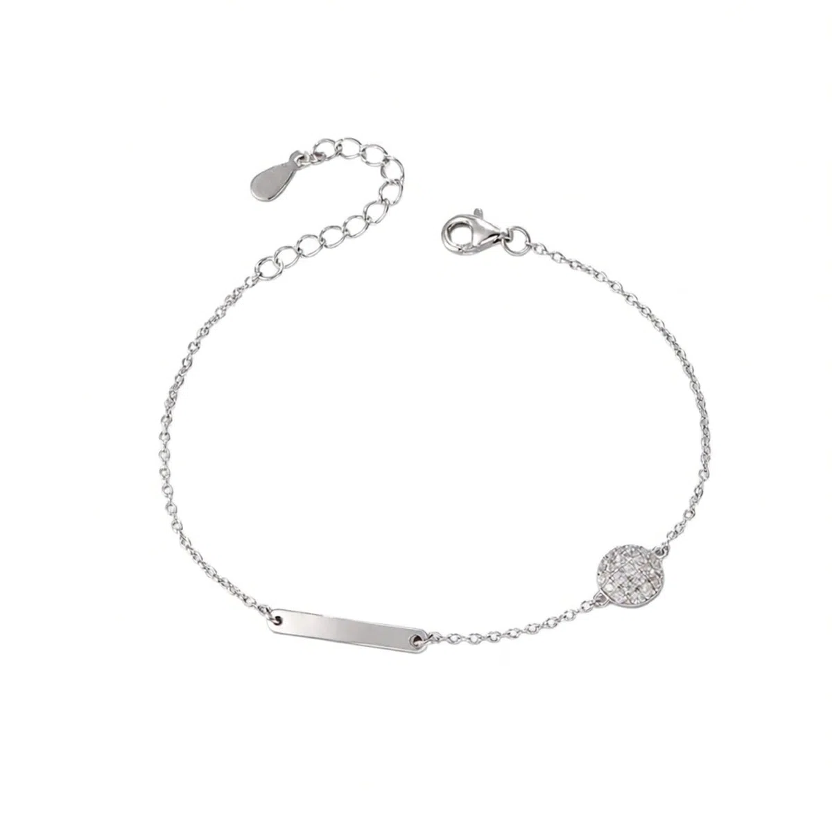 Pulsera de Mujer de Oro Amarillo 9Kilates / 14Kilates / 18Kilates, Redondo con Diamante, Cadena Extensible 16 CM + 5 CM, Pulseras de Cadena Oro Ajustable Mujer