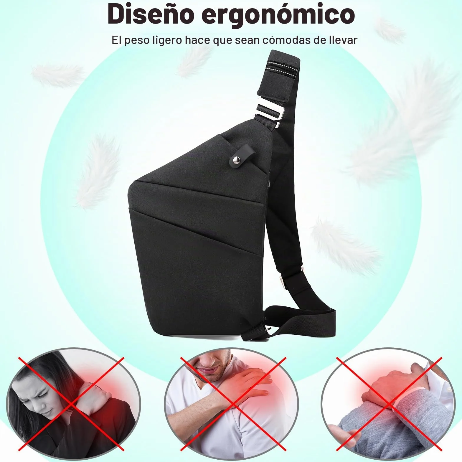 Bolsa de viaje antirrobo, bolsa cruzada de gran capacidad con un hombro, bolsa cruzada ligera para viajes, deportes