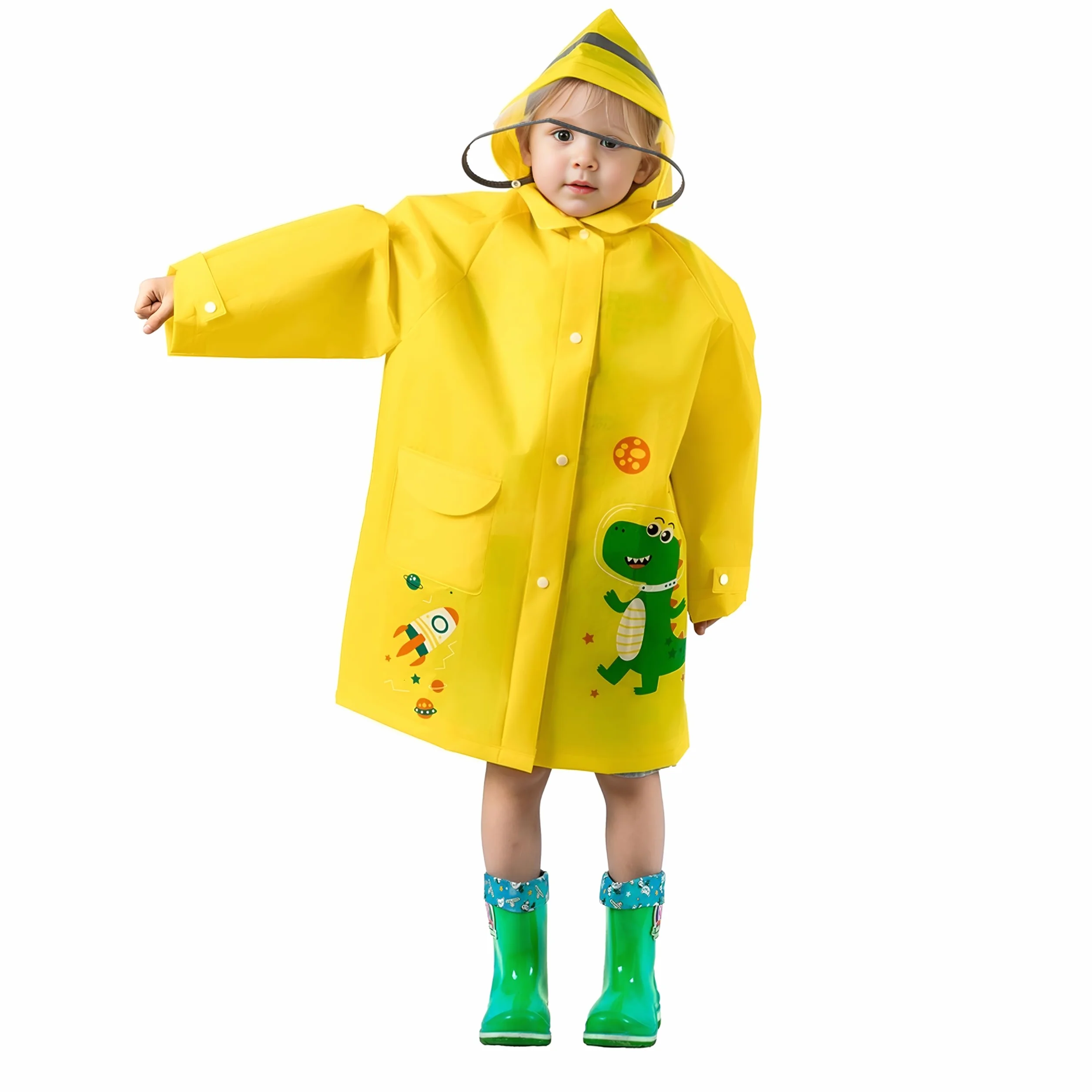 Chubasquero Ligero Niños Niñas, Impermeable EVA Poncho de Lluvia Reutilizable con Funda para Mochila de Dibujos Animados, Deportivo, Unisex, 1-12 Años, S M L XL
