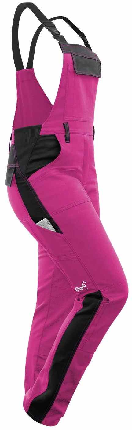 strongAnt Peto elástico de Trabajo para Mujer, pantalones de trabajo con bolsillos para rodillera - Negra Blanca Rosa