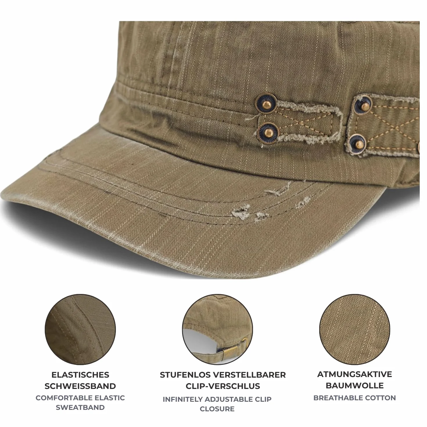 Gorra Militar Unisex Vintage Desgastado Ajustable Algodón Visera Usado