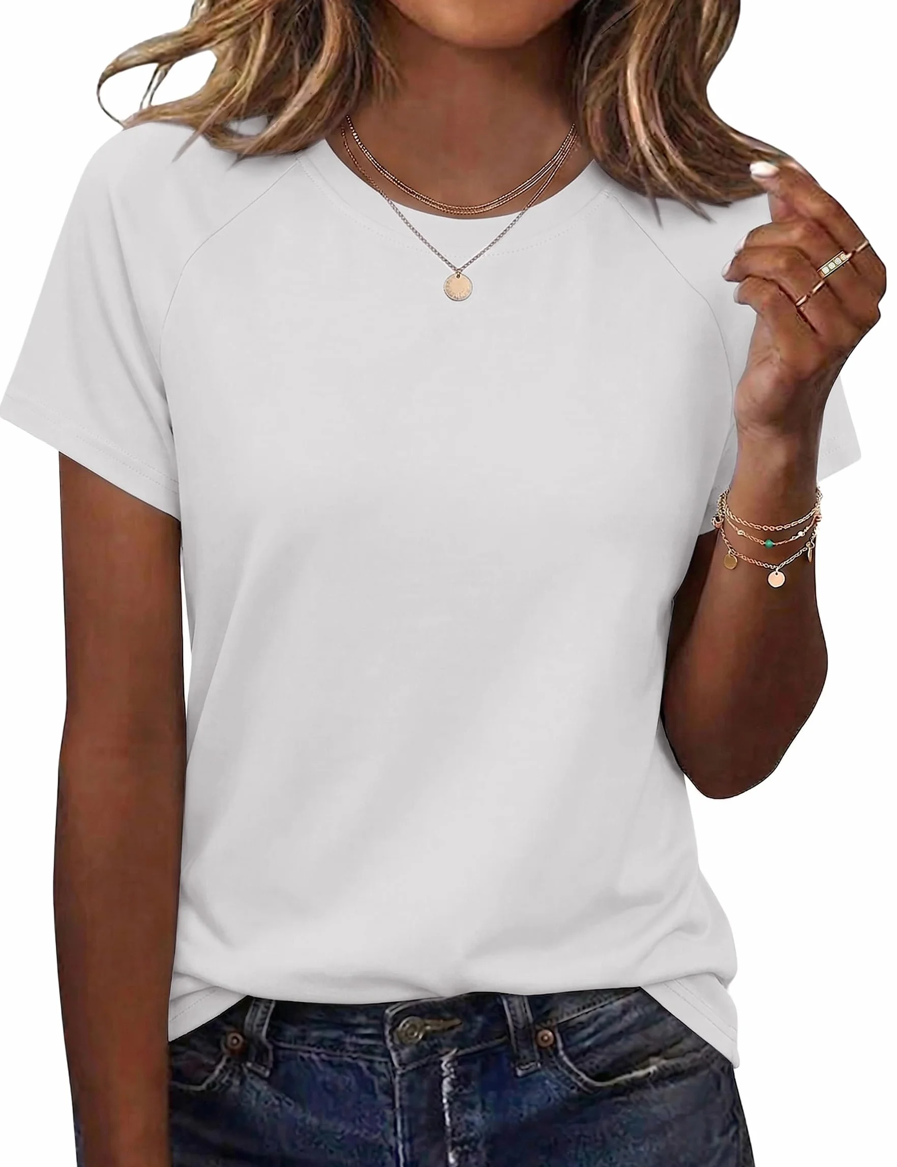 Camiseta Mujer Casual Manga Corta Top Liso de Verano Transpirable Corte Suelto y Cómodo