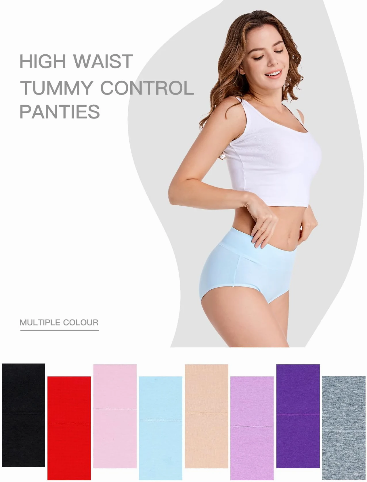 HAVVIS Women's High Waist Knickers Ladies Cotton Briefs Underwear Full Back Coverage Panties Plus Size Multipack