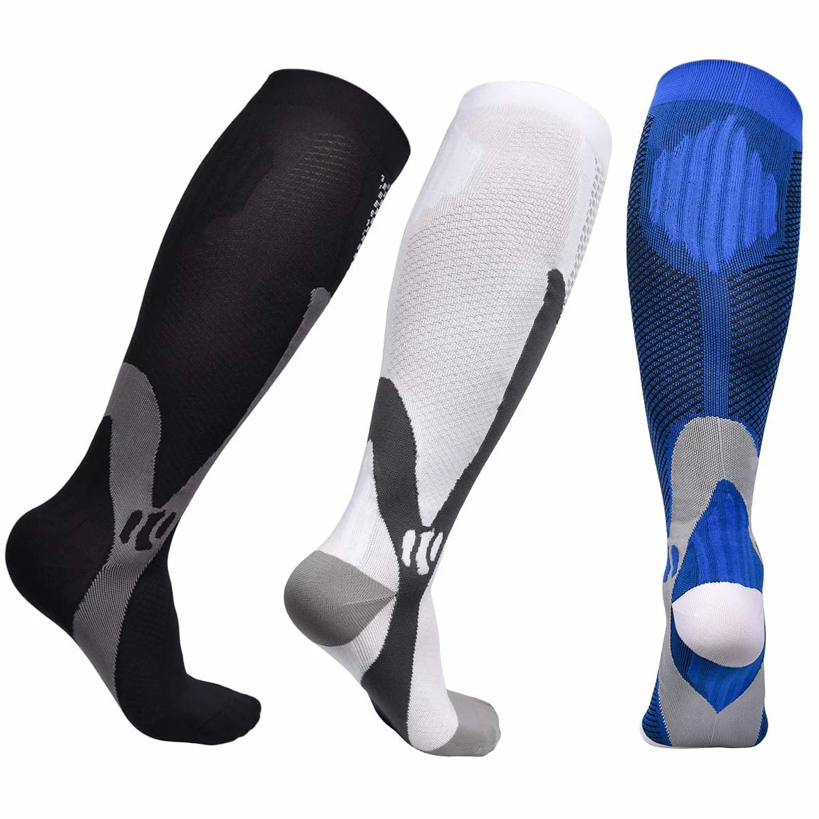 Medias de Compresión para Hombre, Calcetines de Soporte Elástico para Deportes Viajes Fitness