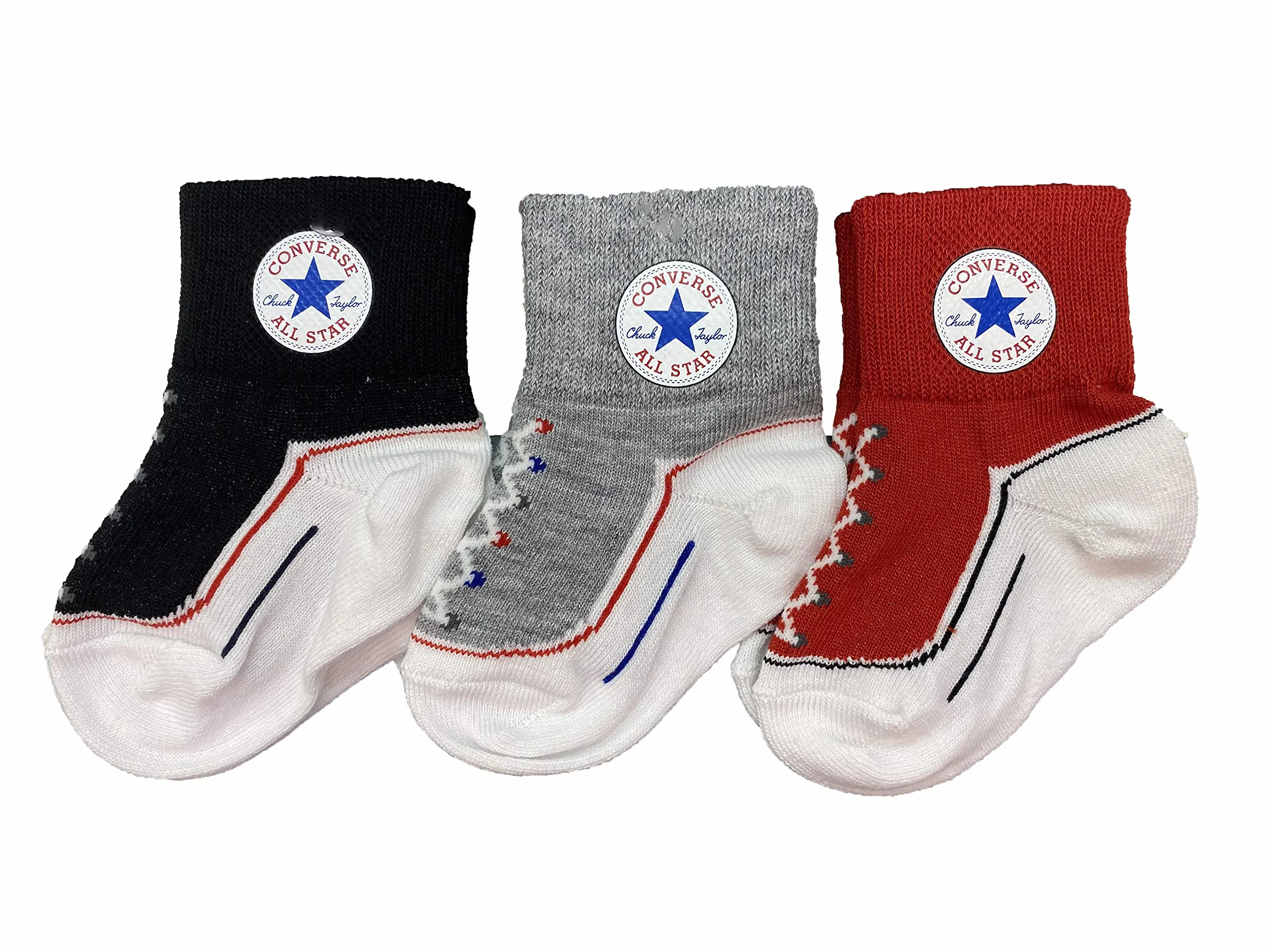 Converse Infant Socks 3 Pack (Grey(MC0172-023)/Black/Red