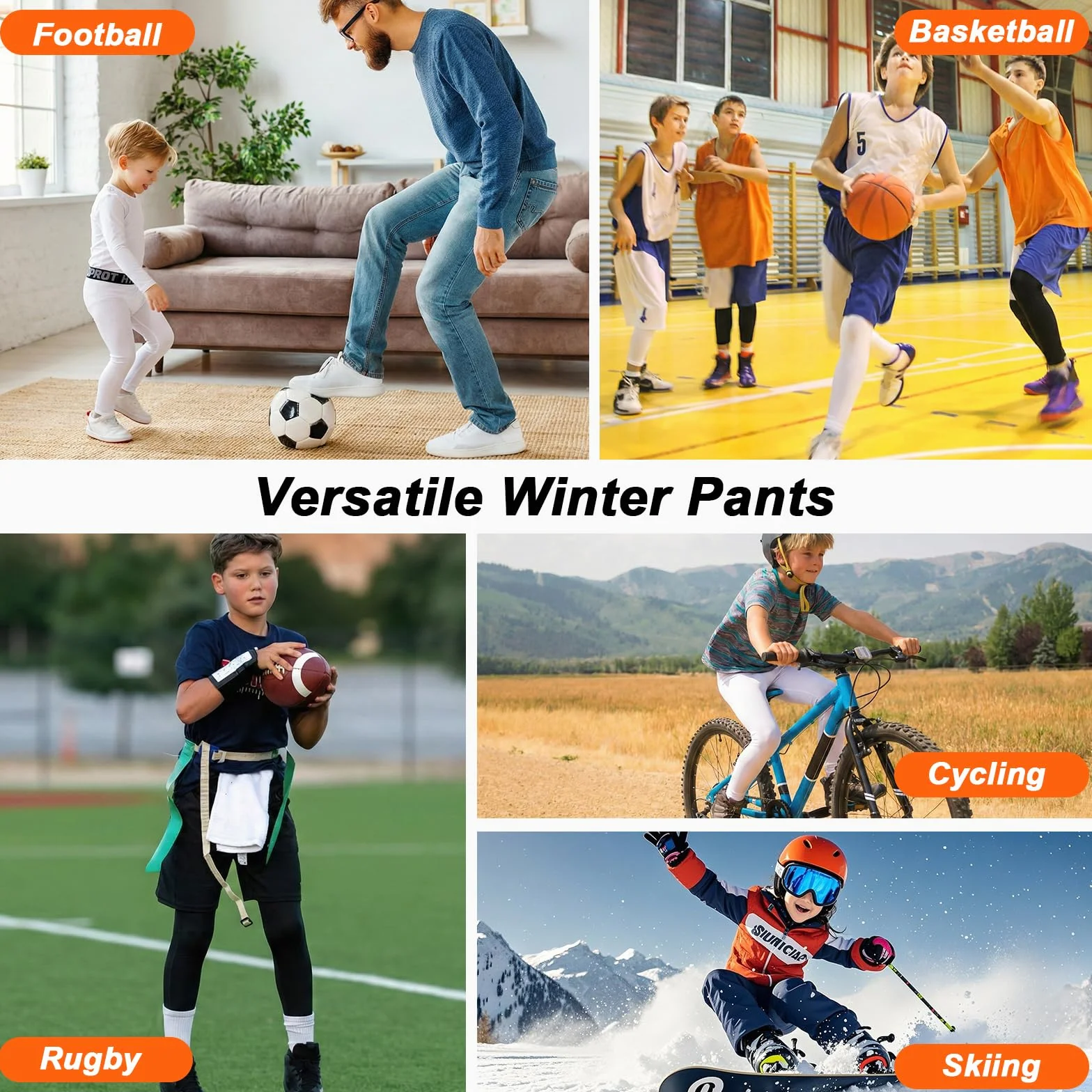 HYCOPROT Pantalones Térmica de Compresión para Niños Tights Leggings con Forro Polar Transpirable Mallas Térmicos de Secado Rápido Ropa Interior para Correr Fútbol y Baloncesto