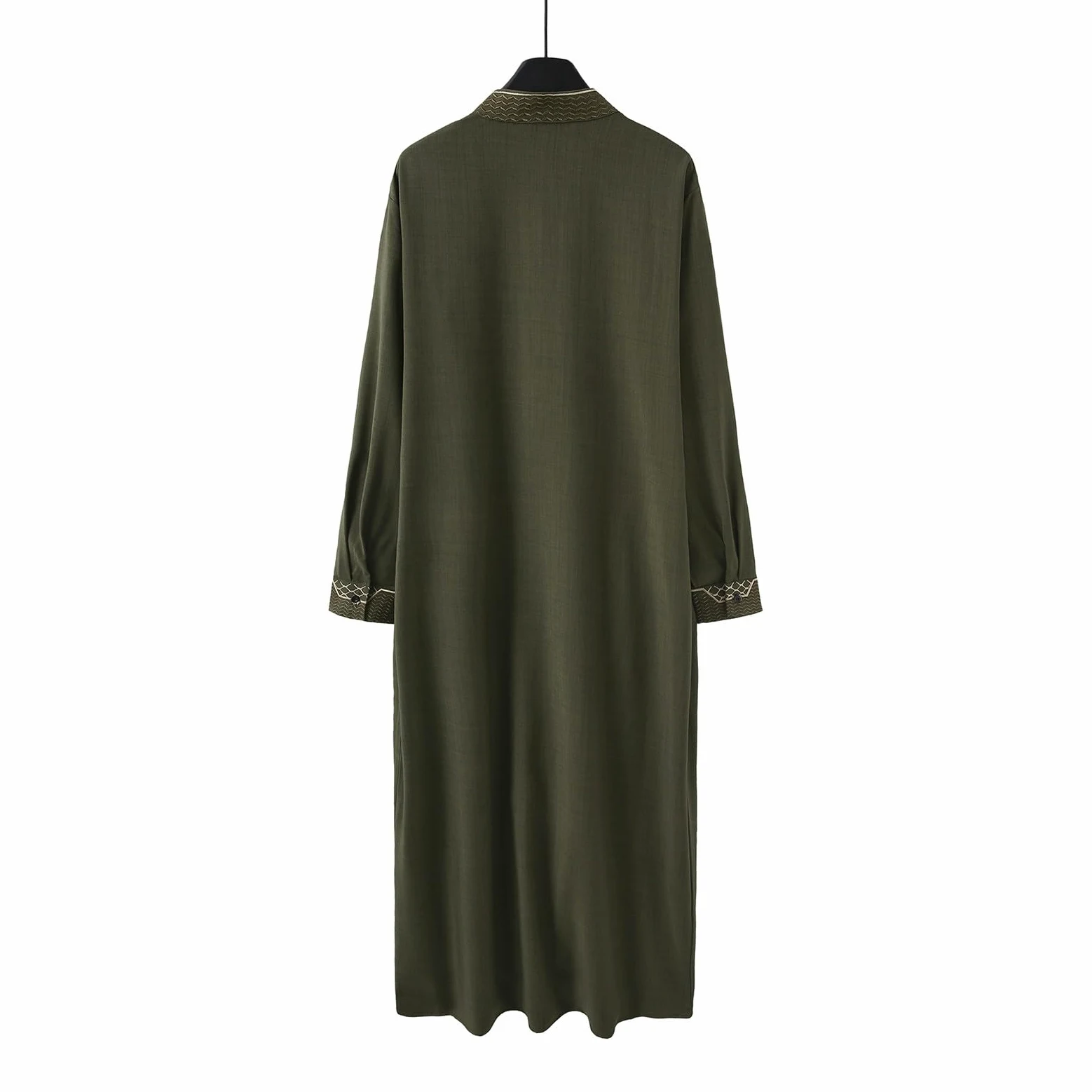 CHUNOTU - Bata de caftán étnico para hombre, de algodón y lino, túnica musulmana, camisas de manga larga, holgada, casual, caftán Thobes para la playa