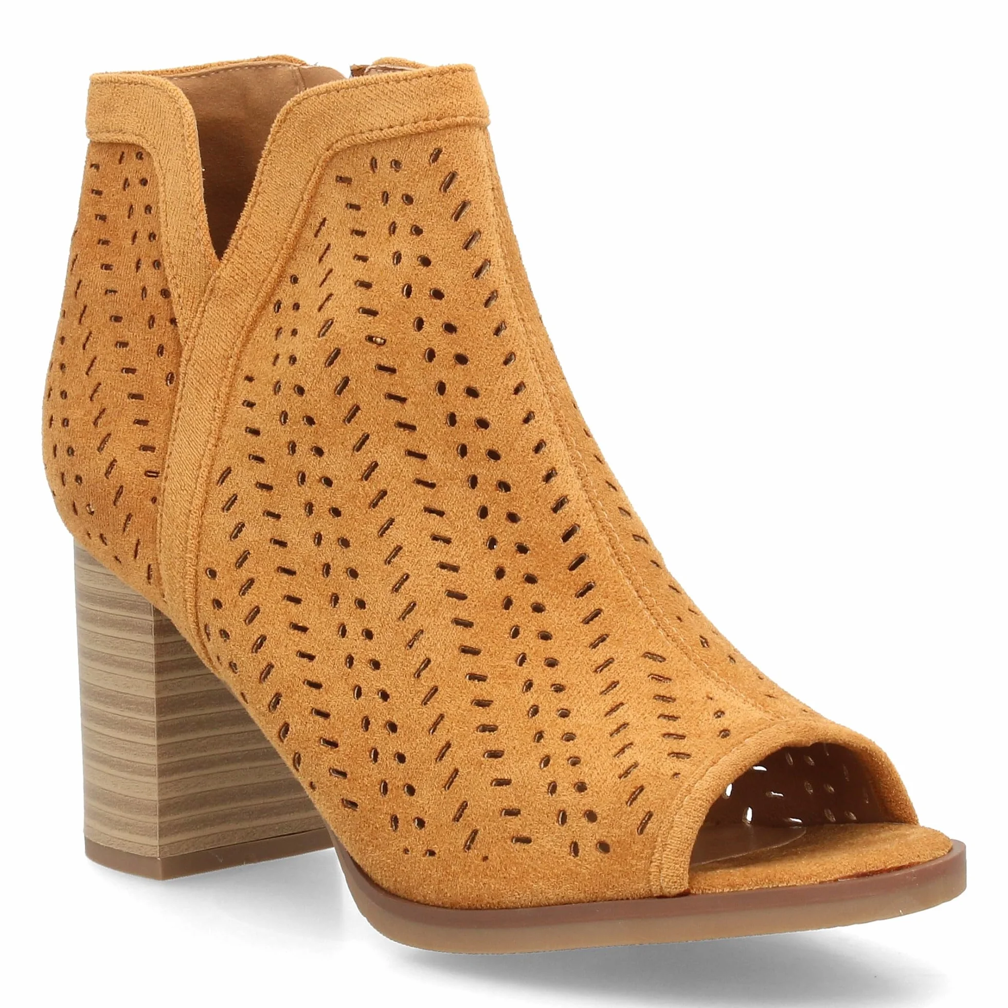Botin de Tacon para Mujer con Calados Punta Abierta Cremallera Talon Primavera Verano