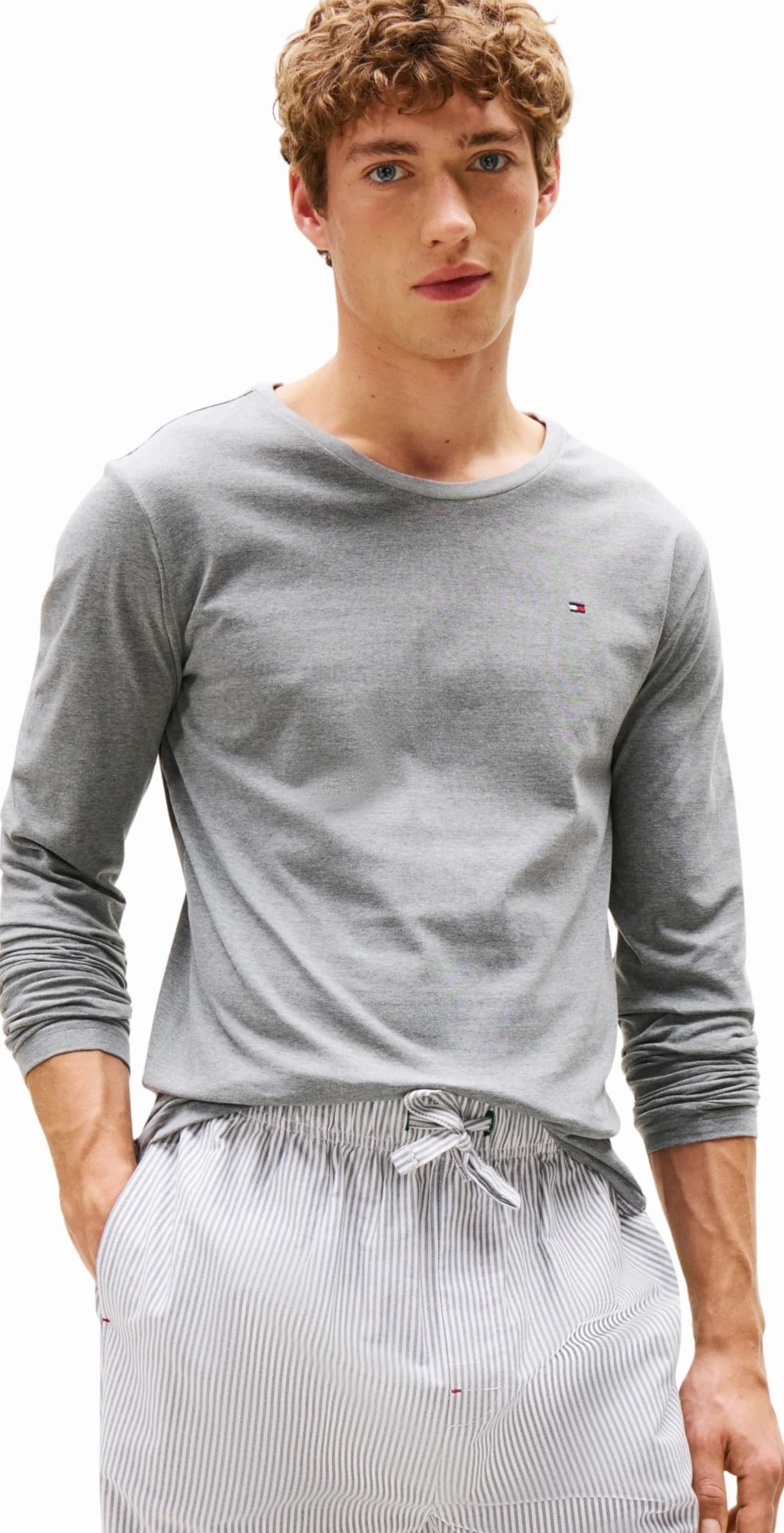 Tommy Hilfiger Camisetas de Manga Larga Pack de 3 Hombre con Cuello Redondo