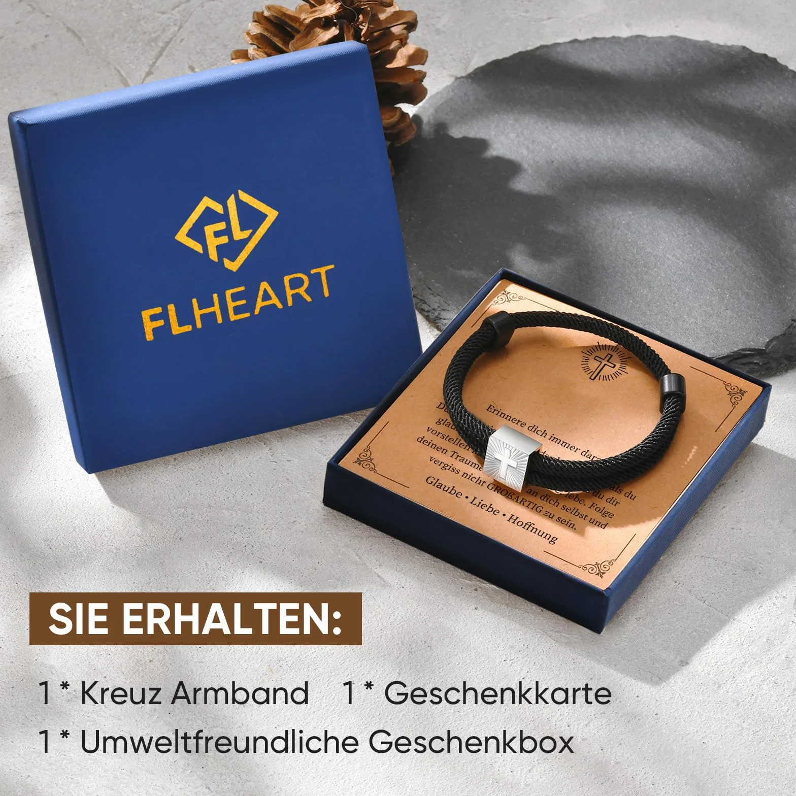 FLHEART Cruz pulsera confirmación regalos para niños – Pulsera de cuerda náutica negra con cruz, pulseras de Jesucristo, joyas, confirmación de Pascua, regalo para niños, hombres, hijo, regalos