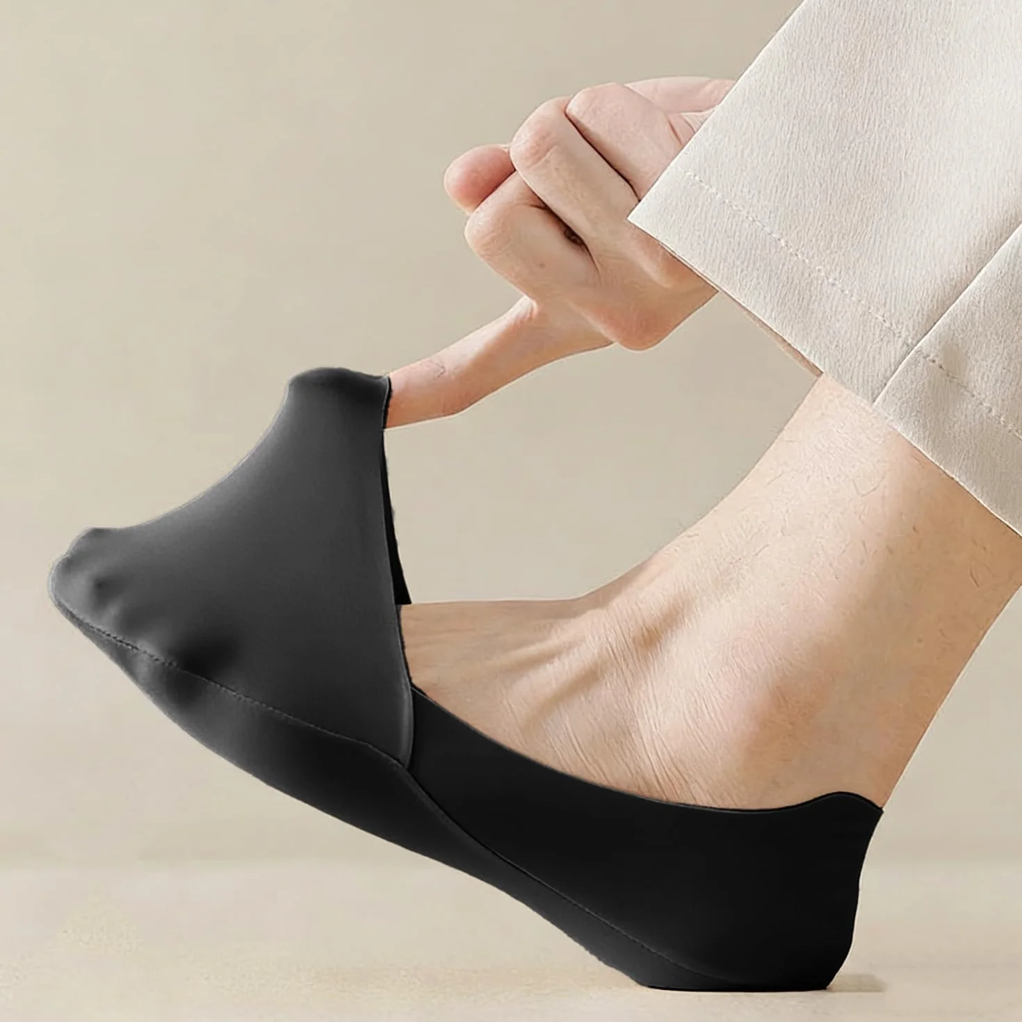 6 Pares de Calcetines Invisibles para Hombre, Ligeros y de Corte Bajo, Antideslizantes para Mocasines, Zapatillas, Zapatos de Cuero, Nude y Negro