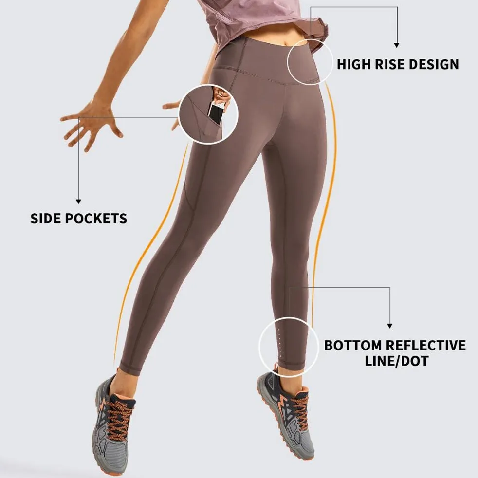 Polainas Impermeables Pantalones de yoga de cintura alta de las mujeres con bolsillos desnudos sentidos entrenando leggings-25 pulgadas Polainas Trail Running ( Color : Ink Gray44 , Size : X-Large )