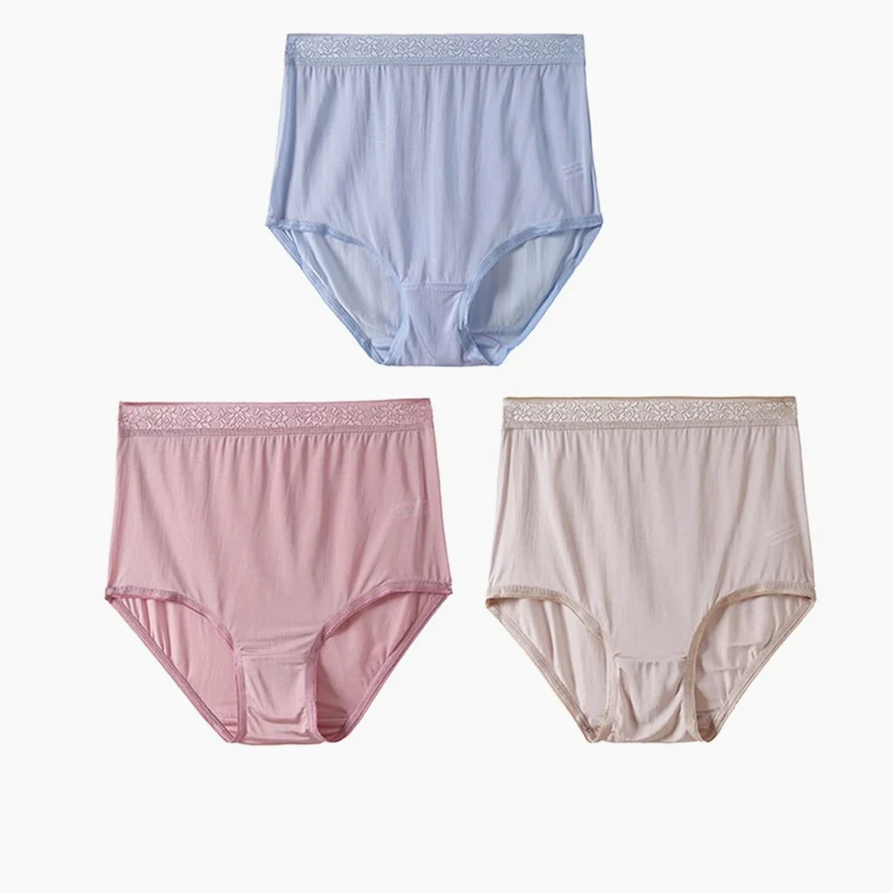 Bragas de cintura alta para mujer, 100% seda, braguitas de cintura alta, transpirables, hipsters, ropa interior sedosa