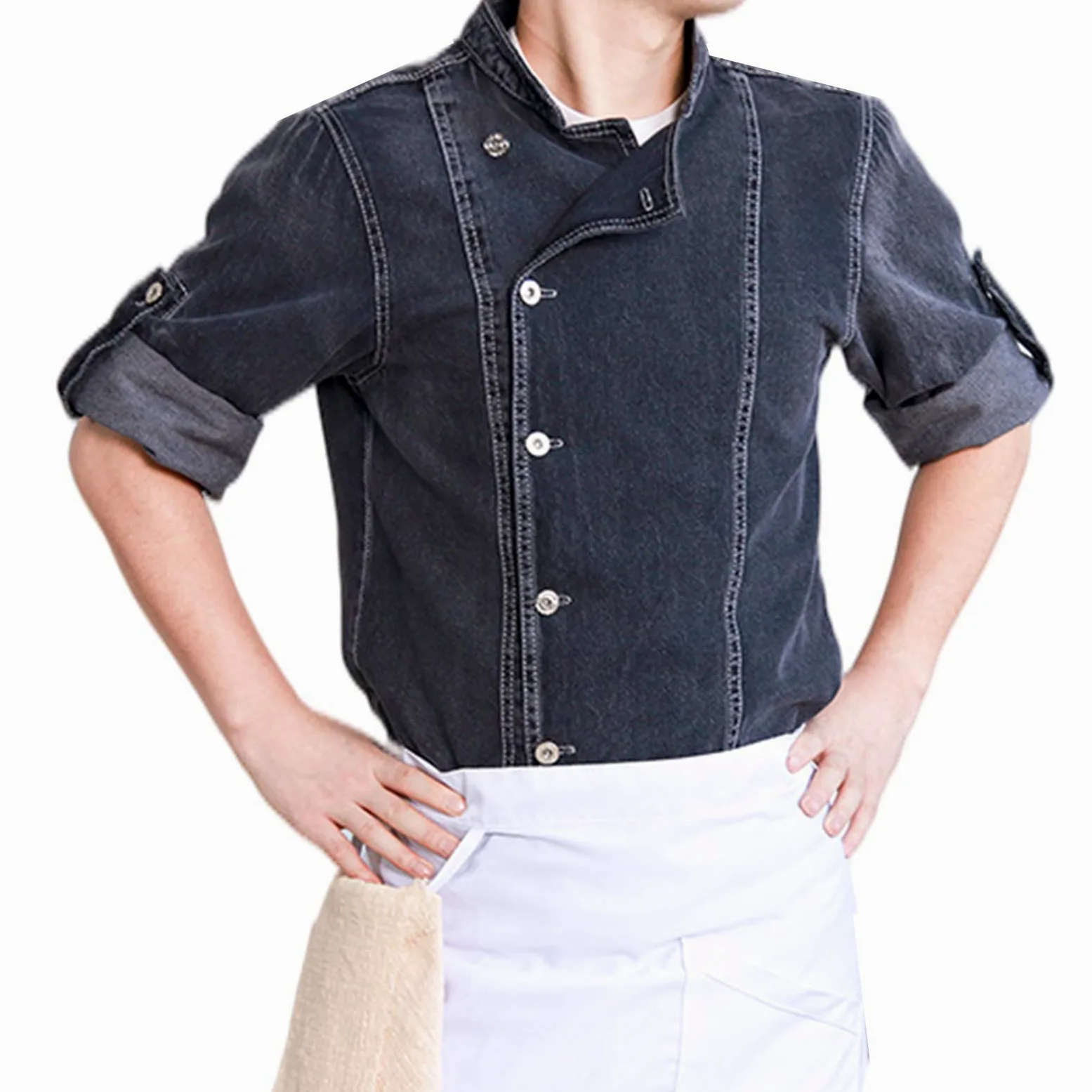 Chef Essentials Uniforme Bordado Gratis Cocinero Chaqueta Vaquero Profesional Cocina Ropa